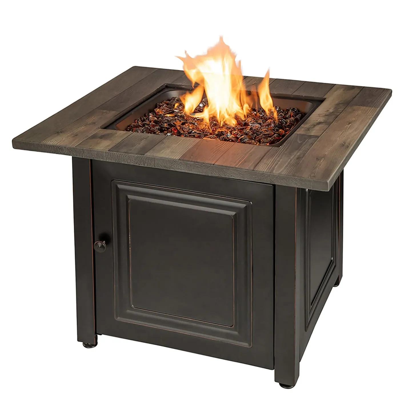 Fire Pits | Fire Pits>Plow & Hearth Aberdeen Outdoor LP Gas Fire Pit with Printed Resin Mantel, 30"