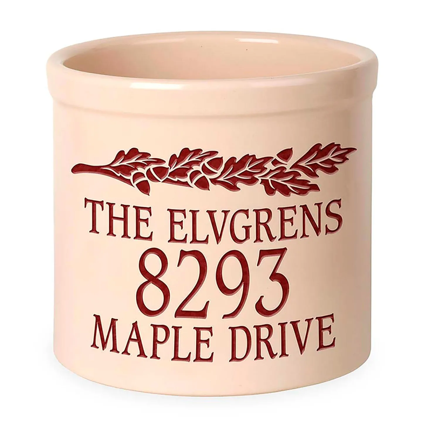 Planters & Plant Stands>Plow & Hearth Acorn Personalized Address Crock With Name And House Number