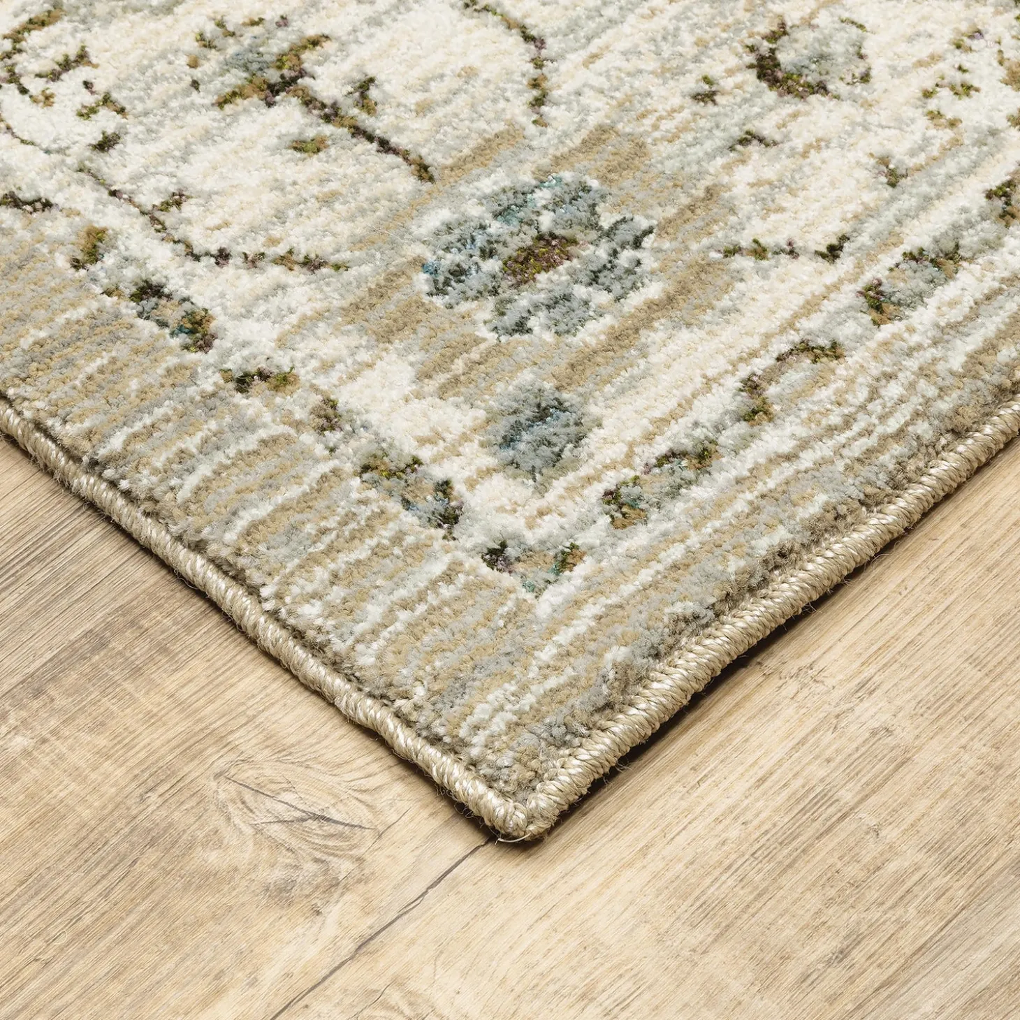 Area Rugs>Plow & Hearth Ashland Daybreak Synthetic Blend Indoor Border Runner, 2'3" x 8' Beige