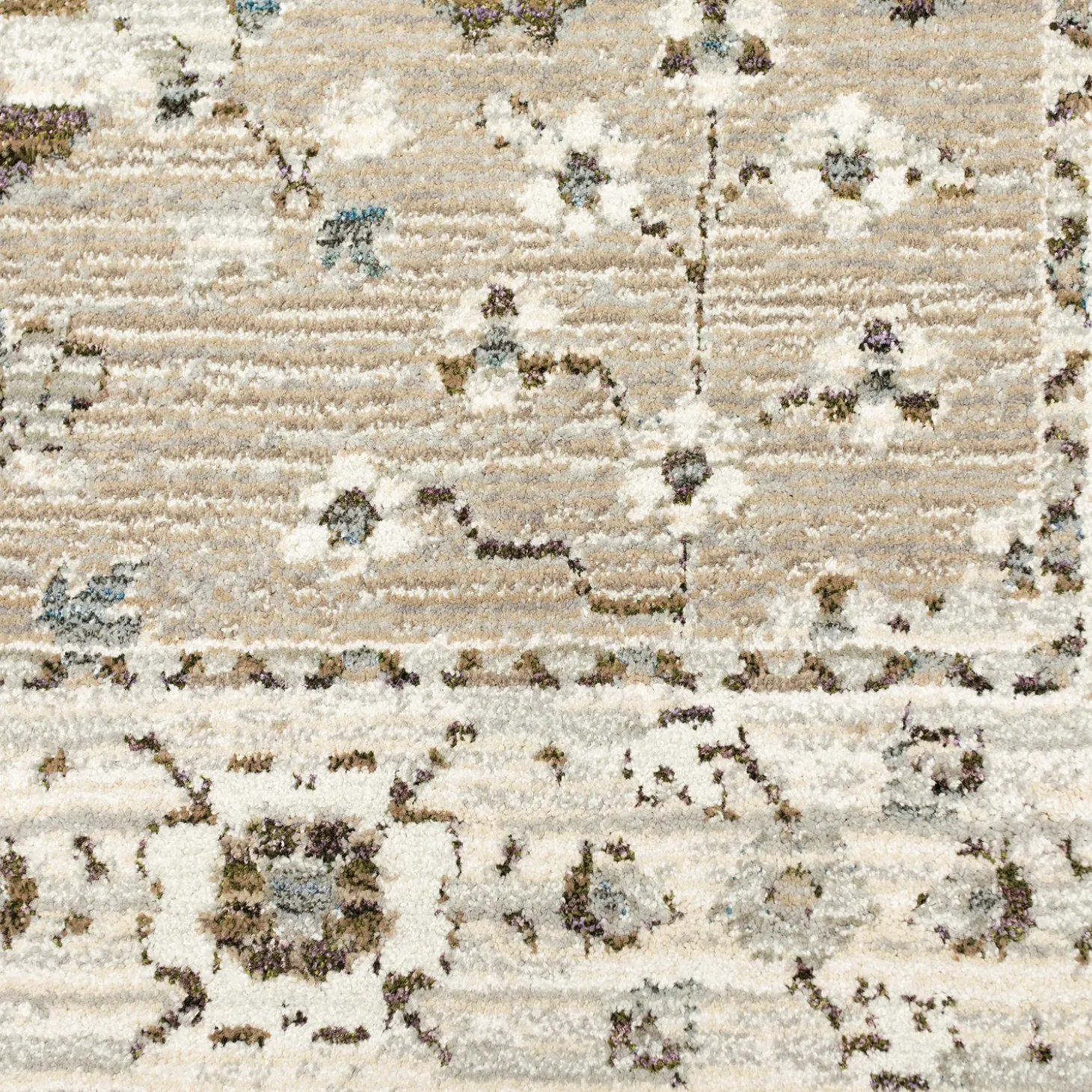 Area Rugs>Plow & Hearth Ashland Daybreak Synthetic Blend Indoor Border Runner, 2'3" x 8' Beige