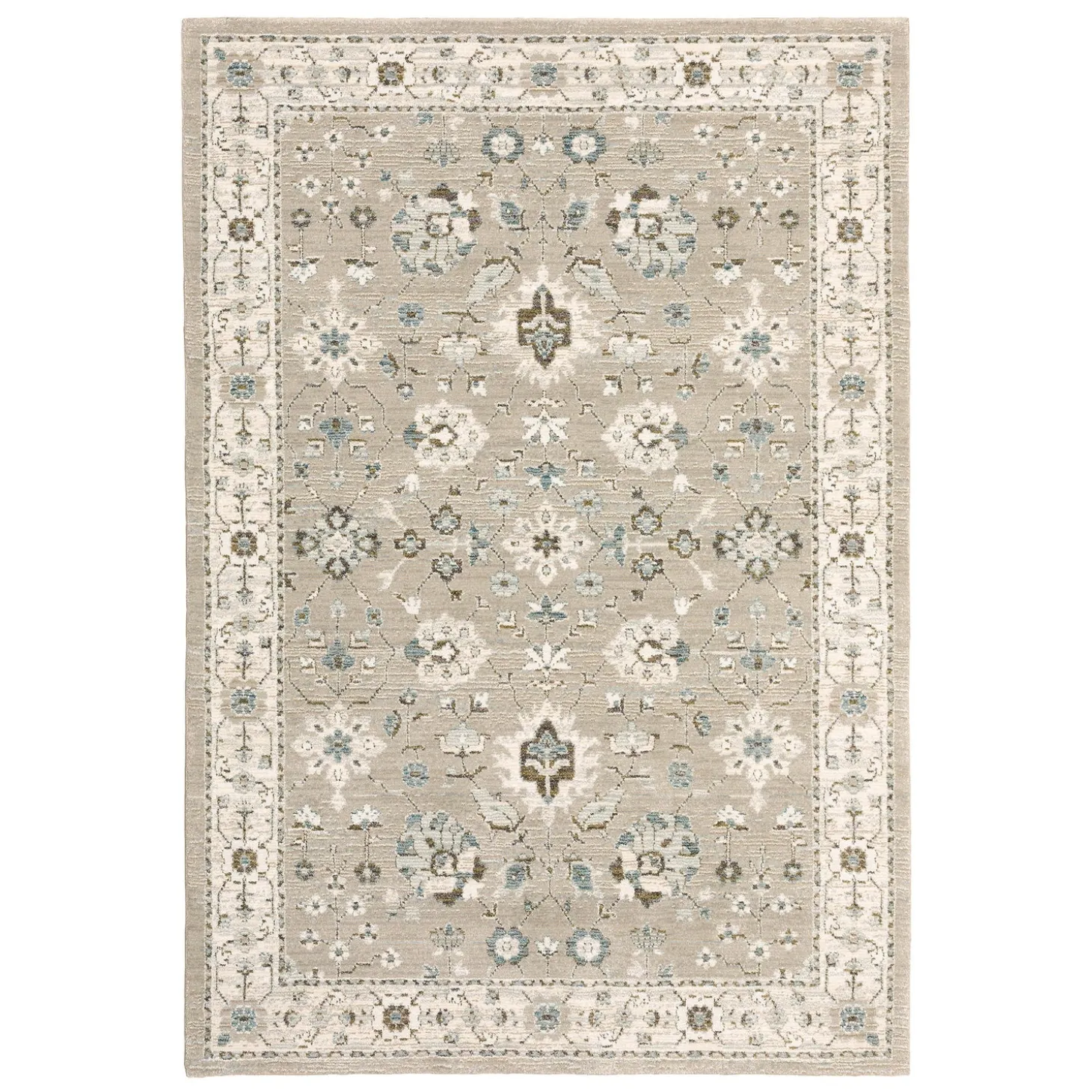 Area Rugs>Plow & Hearth Ashland Daybreak Synthetic Blend Indoor Border Runner, 2'3" x 8' Beige