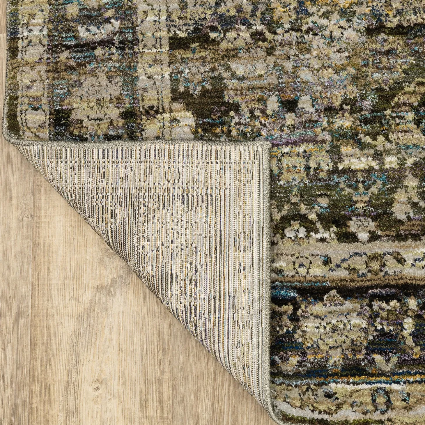 Area Rugs>Plow & Hearth Ashland Evening Synthetic Blend Indoor Border Rug, 6'7" x 9'6" Green