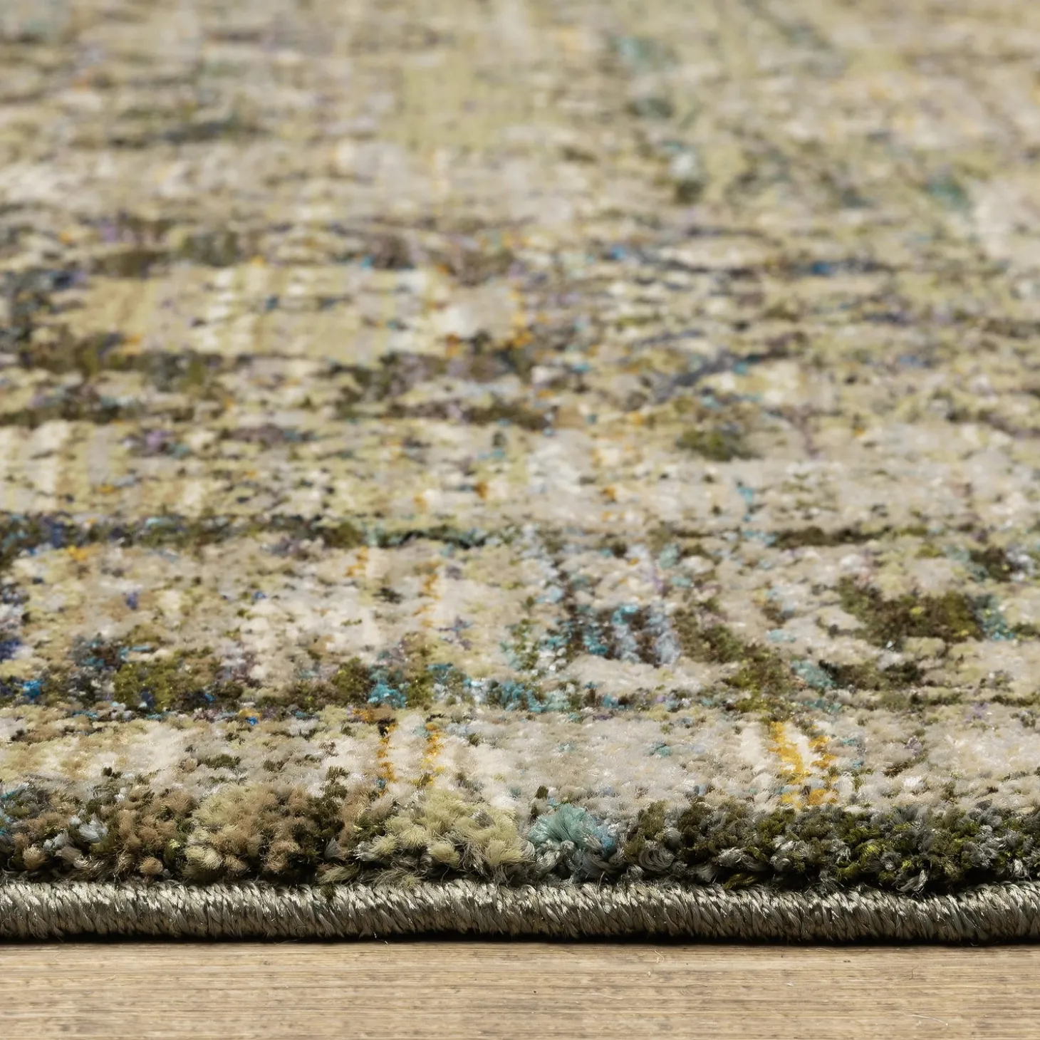 Area Rugs>Plow & Hearth Ashland Evening Synthetic Blend Indoor Border Rug, 7'10" x 10'10" Green