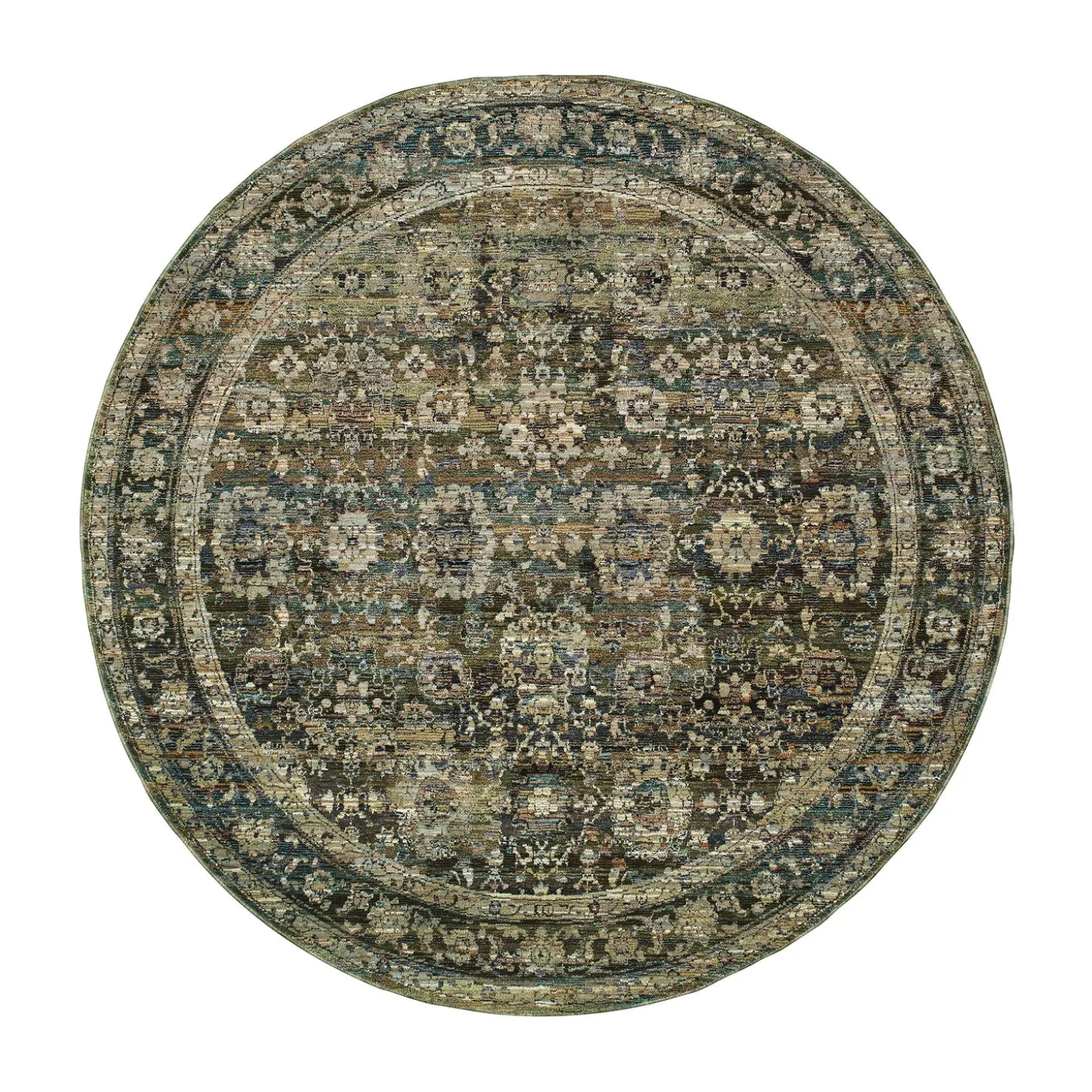 Area Rugs>Plow & Hearth Ashland Evening Synthetic Blend Indoor Border Rug, 7'10" x 10'10" Green
