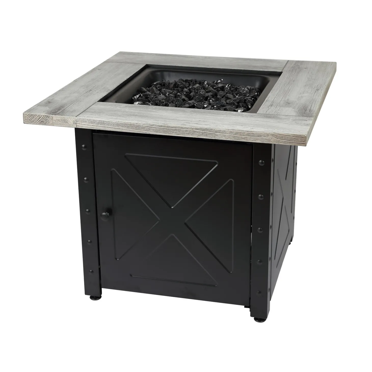 Fire Pits | Fire Pits>Plow & Hearth Barnesdale Outdoor LP Gas Fire Pit with Printed Resin Mantel, 30"