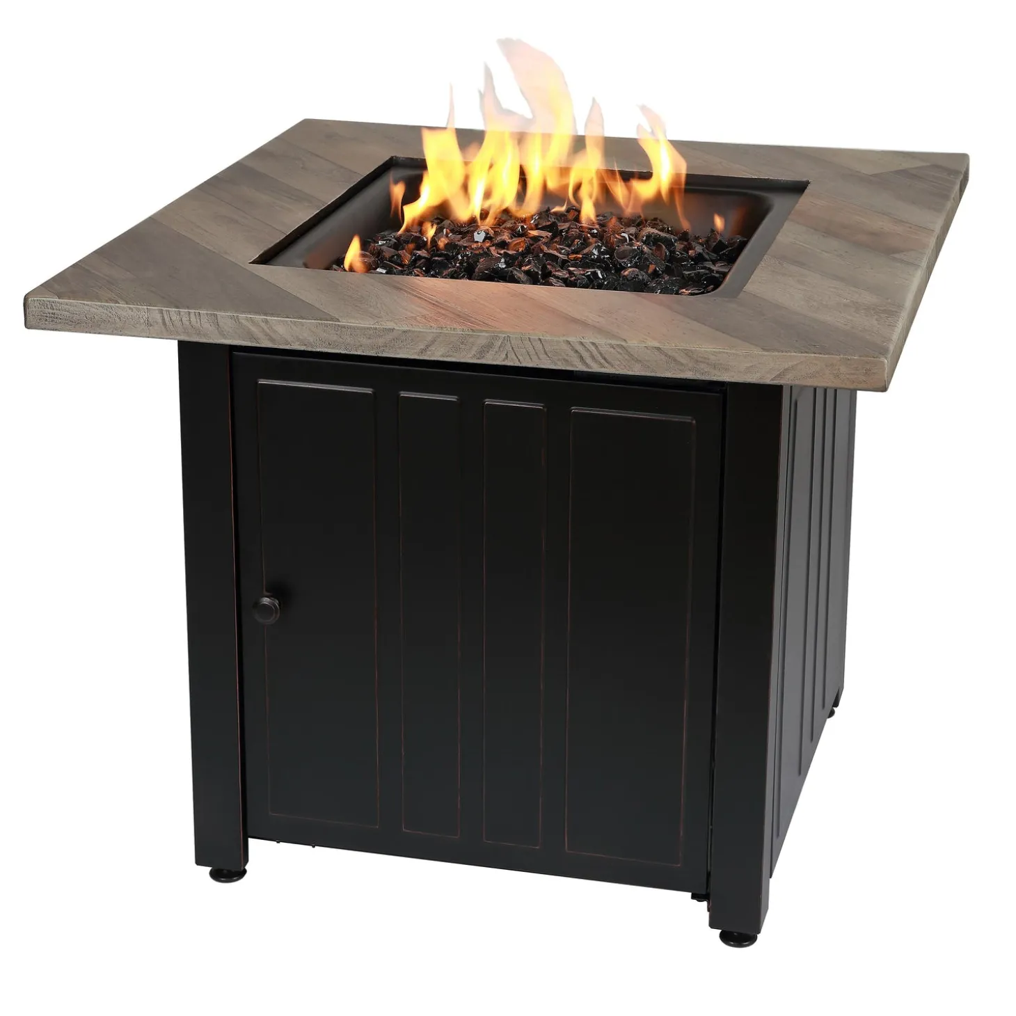Fire Pits | Fire Pits>Plow & Hearth Bayhill Outdoor LP Gas Fire Pit with Printed Resin Mantel, 30"