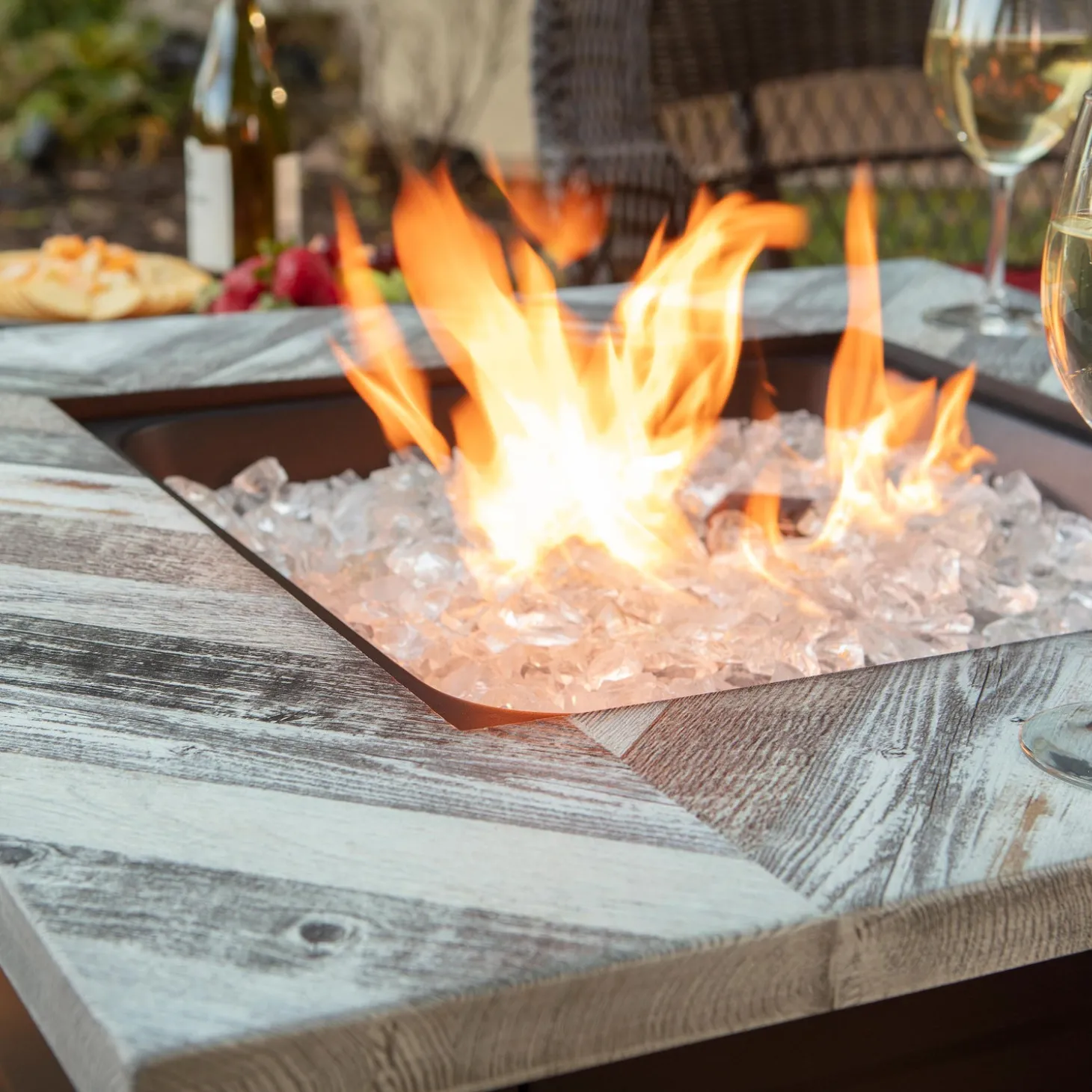 Fire Pits | Fire Pits>Plow & Hearth Berwyn Outdoor LP Gas Fire Pit with Printed Resin Mantel, 30"