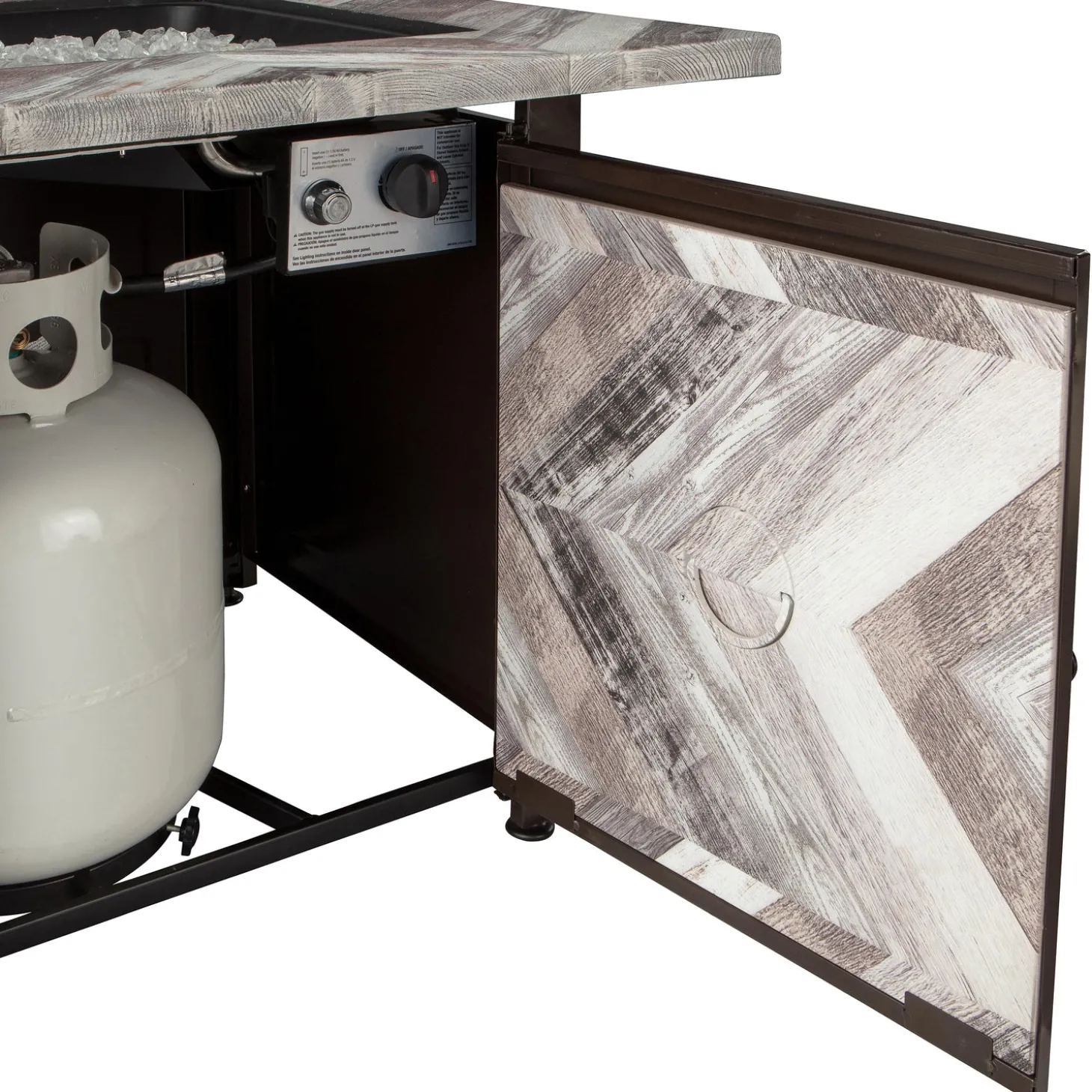 Fire Pits | Fire Pits>Plow & Hearth Berwyn Outdoor LP Gas Fire Pit with Printed Resin Mantel, 30"