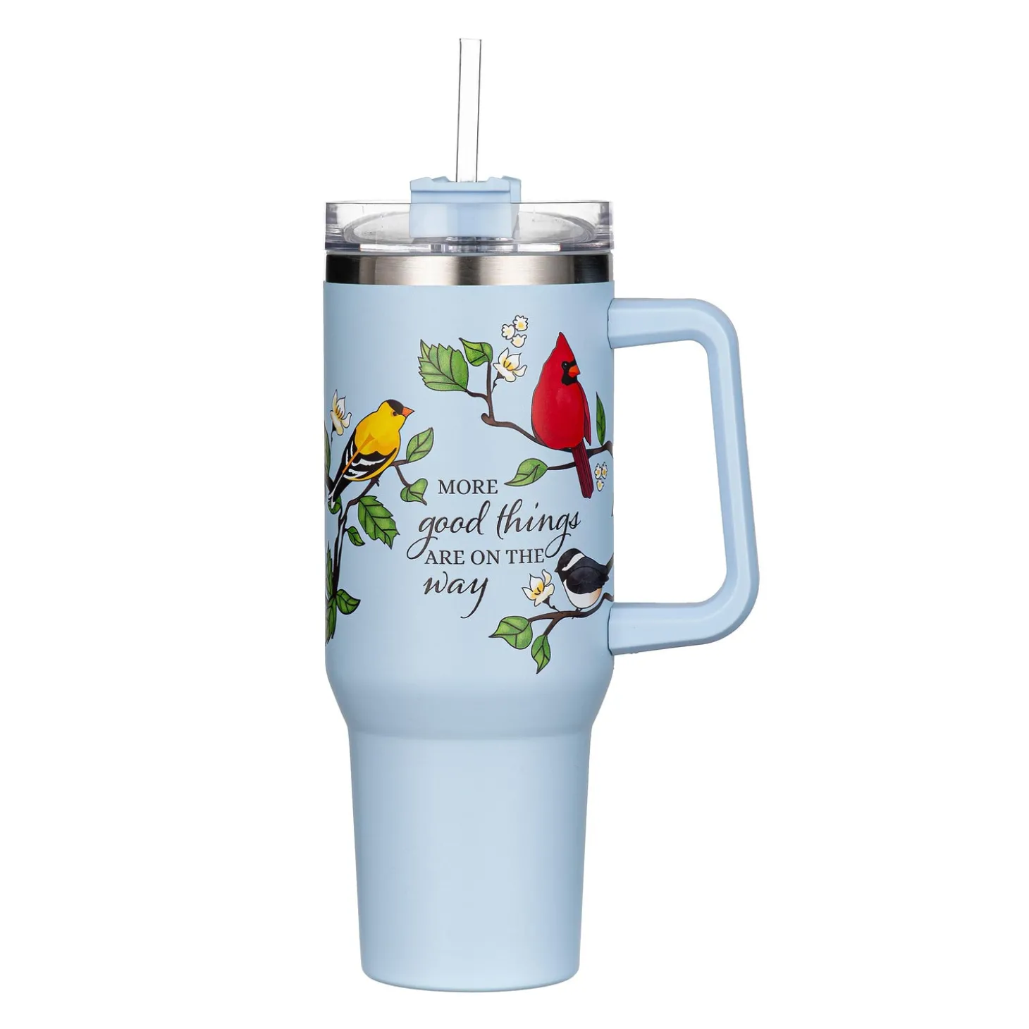 Travel Cups>Plow & Hearth Bird Friends Canyon Cup, Double Wall Stainless Steel w/ Straw, 40oz, Gift Box