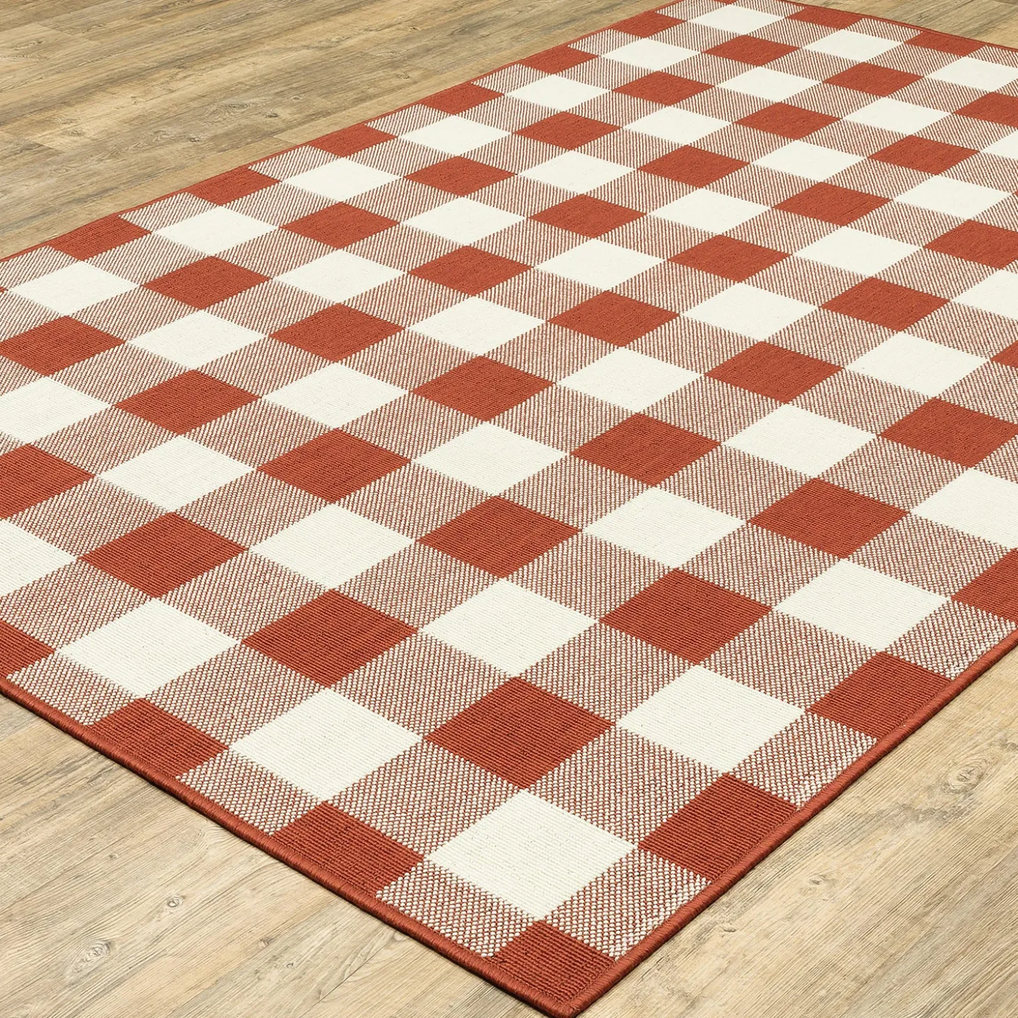 Area Rugs>Plow & Hearth Buffalo Plaid Indoor and Outdoor Polypropylene Rug, 3'7" x 5'6"