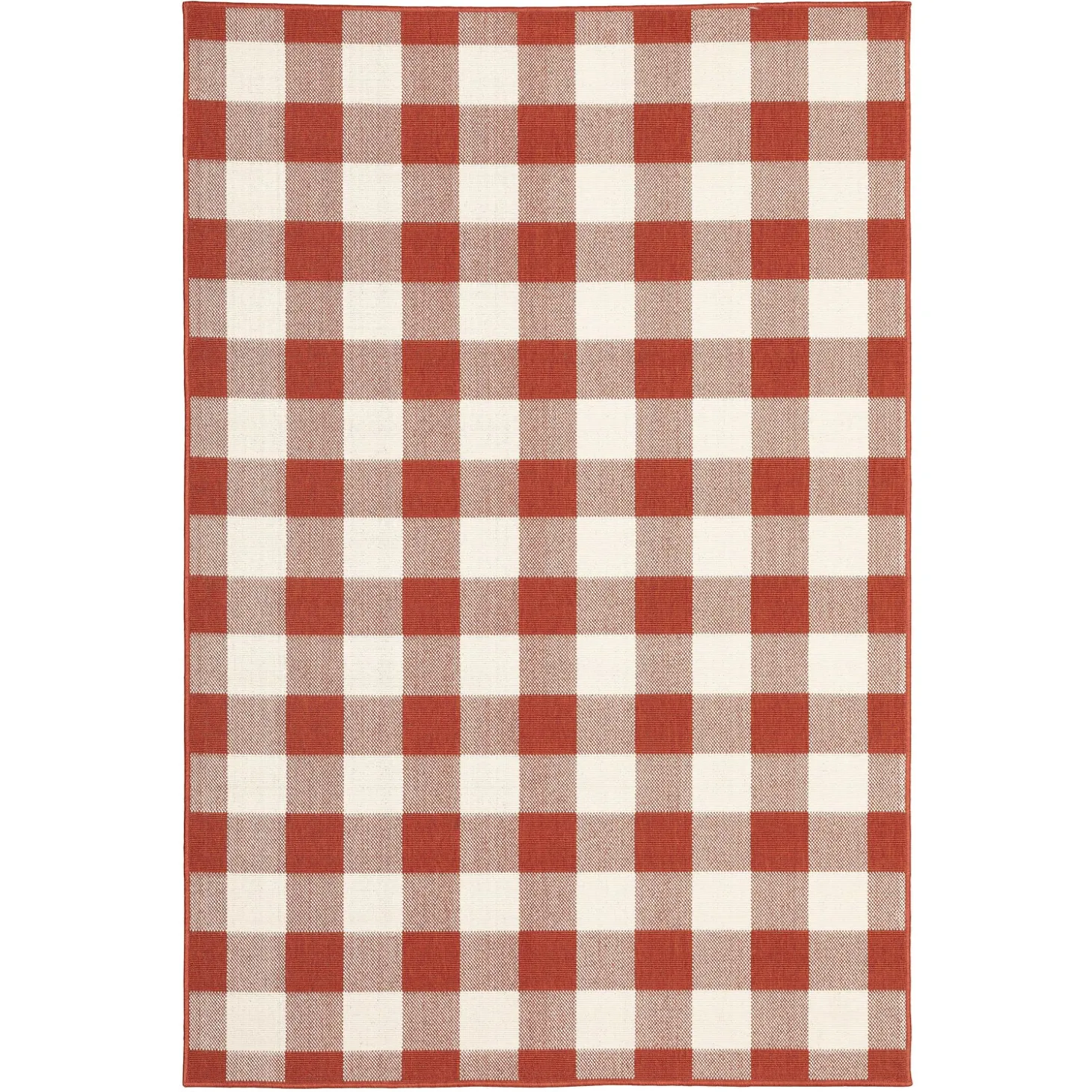 Area Rugs>Plow & Hearth Buffalo Plaid Indoor and Outdoor Polypropylene Rug, 3'7" x 5'6"
