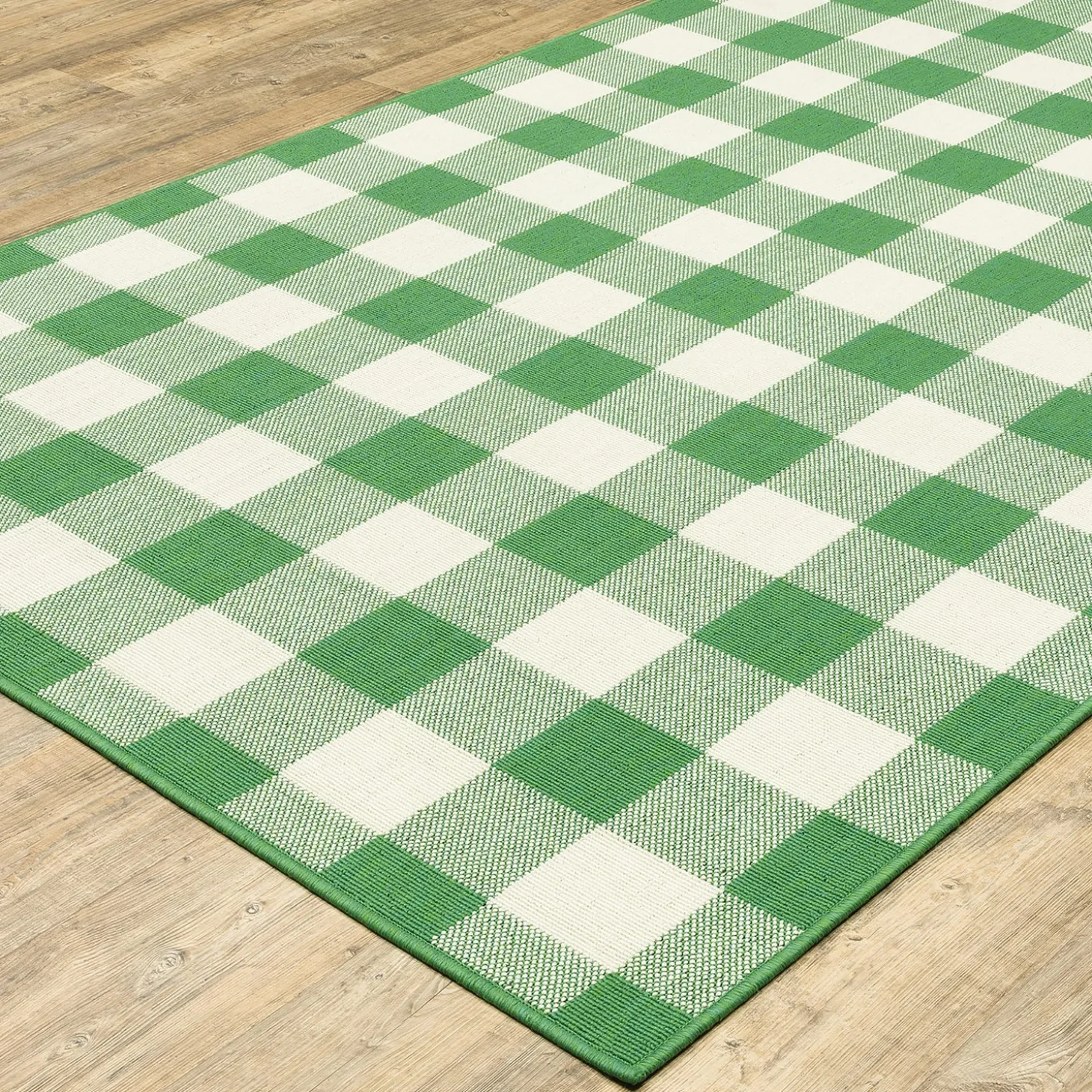 Area Rugs>Plow & Hearth Buffalo Plaid Indoor and Outdoor Polypropylene Rug, 3'7" x 5'6"