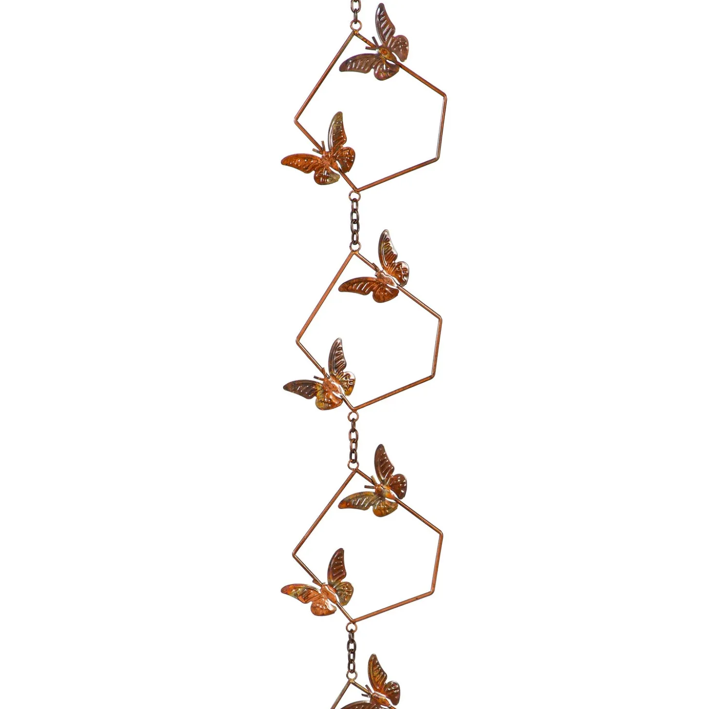 Wind Chimes & Mobiles>Plow & Hearth Butterfly Pentagon Rain Chain, 96" H
