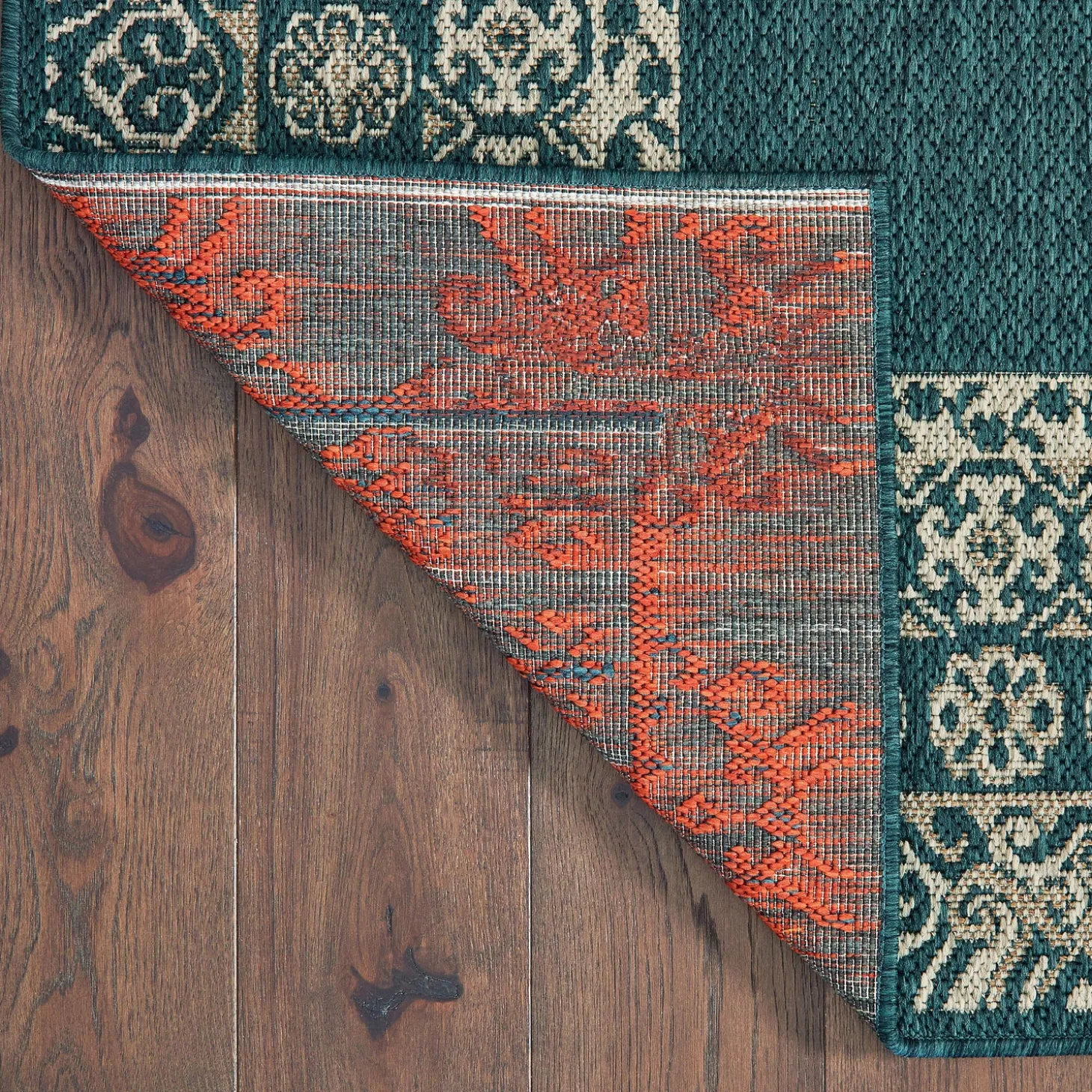 Area Rugs>Plow & Hearth Cambridge Lace Indoor/Outdoor Border Rug, 6'7" x 9'2" Blue