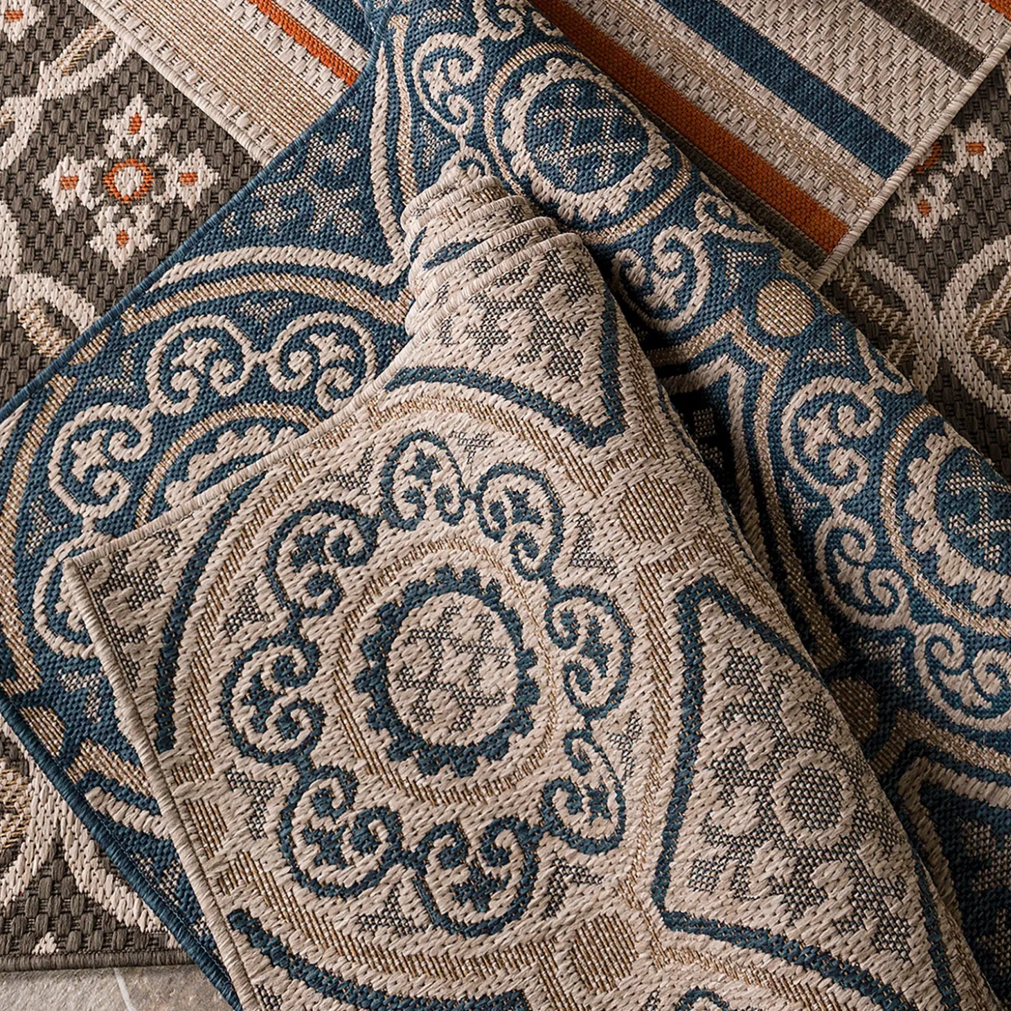 Area Rugs>Plow & Hearth Cambridge Meadow Indoor/Outdoor Rug, 7'10" x 10' Mushroom