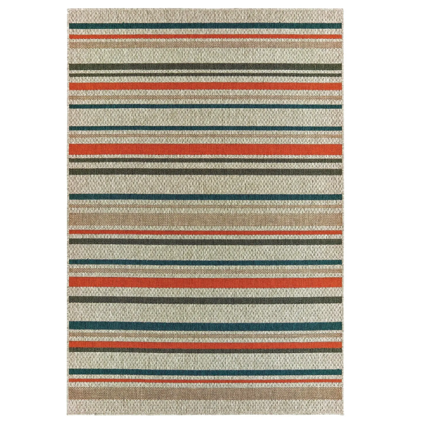 Area Rugs>Plow & Hearth Cambridge Stripe Indoor/Outdoor Rug, 5'3" x 7'3" NeutralGray