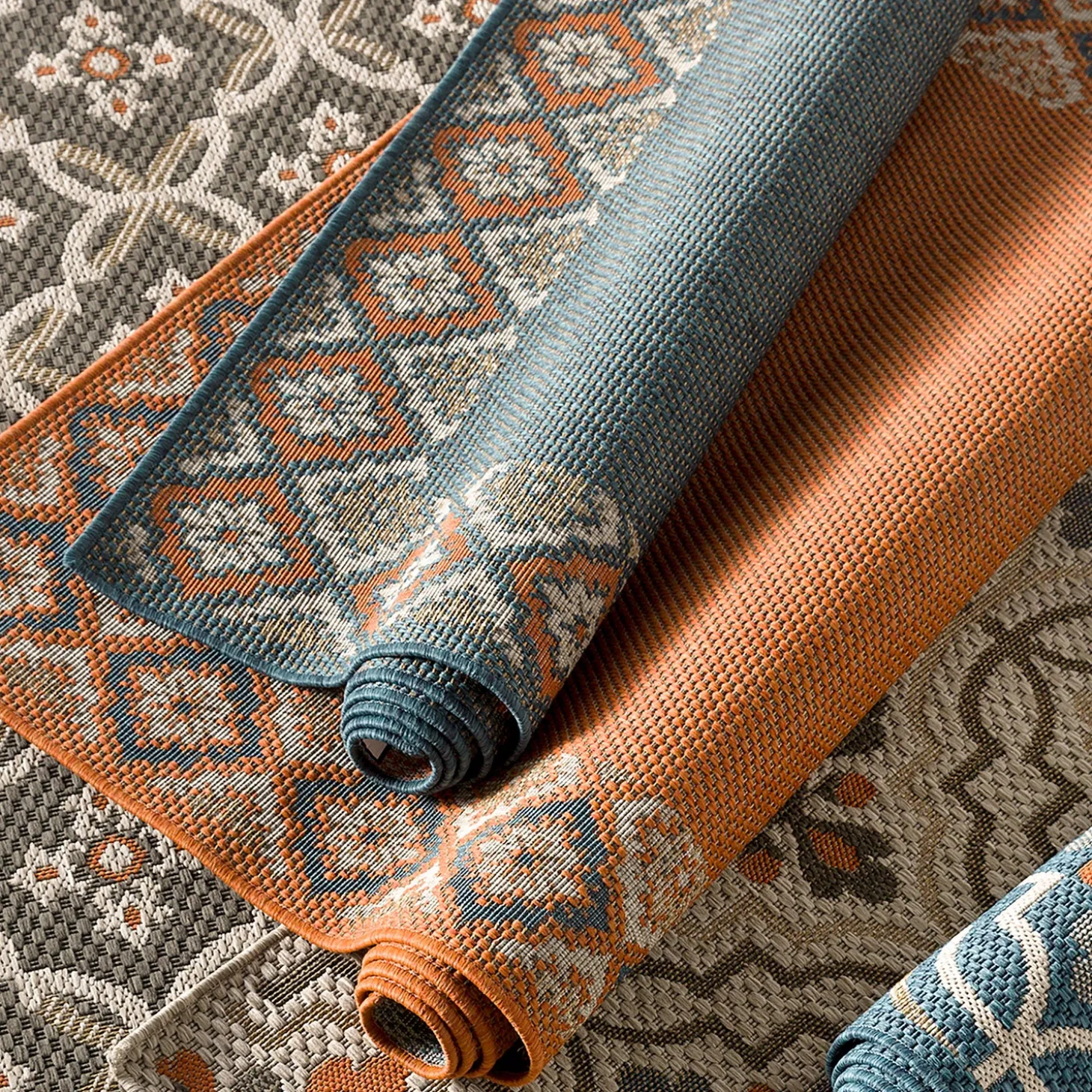 Area Rugs>Plow & Hearth Cambridge Tilework Indoor/Outdoor Rug, 5'3" x 7'3"