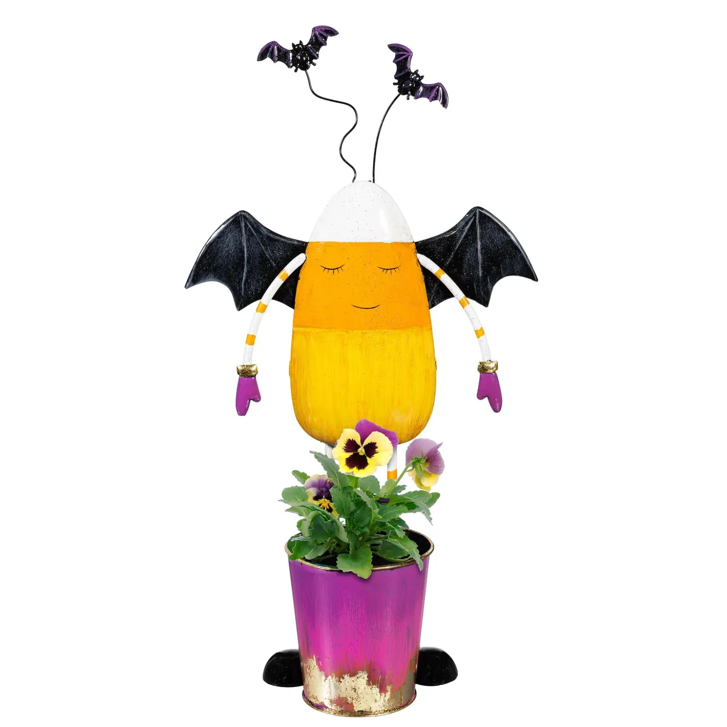 Garden Statues>Plow & Hearth Candy Corn Candy Bucket Metal Statue, 21"H