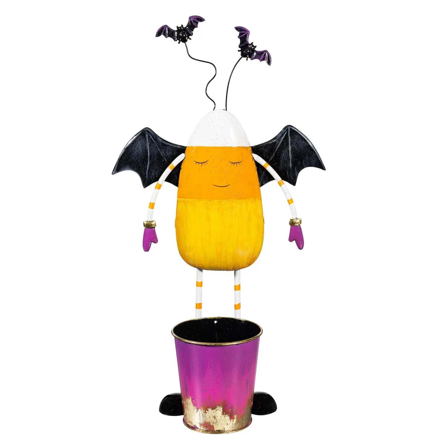 Garden Statues>Plow & Hearth Candy Corn Candy Bucket Metal Statue, 21"H