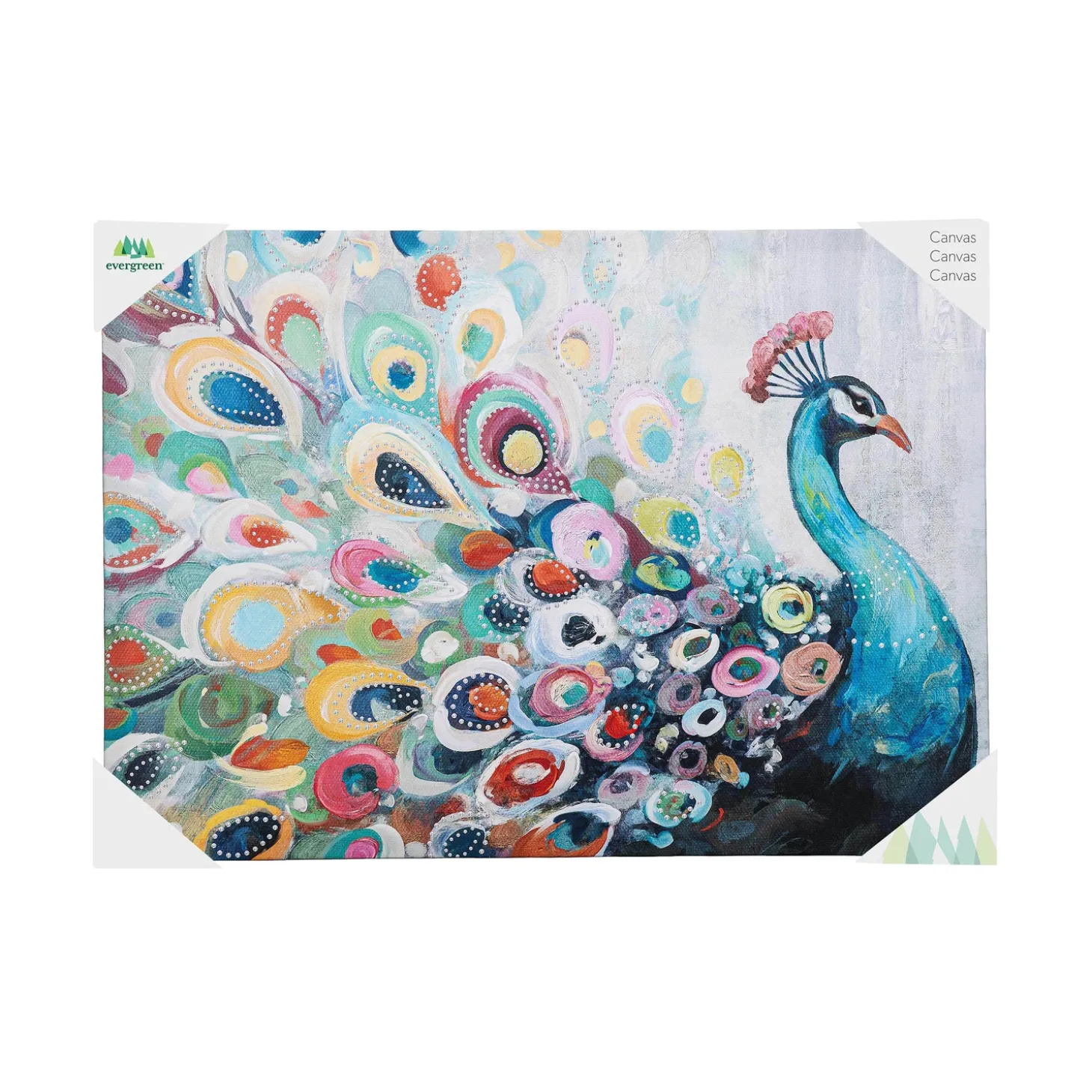 Wall Art>Plow & Hearth Canvas Wall Décor, Peacock, 28" L x 20" H