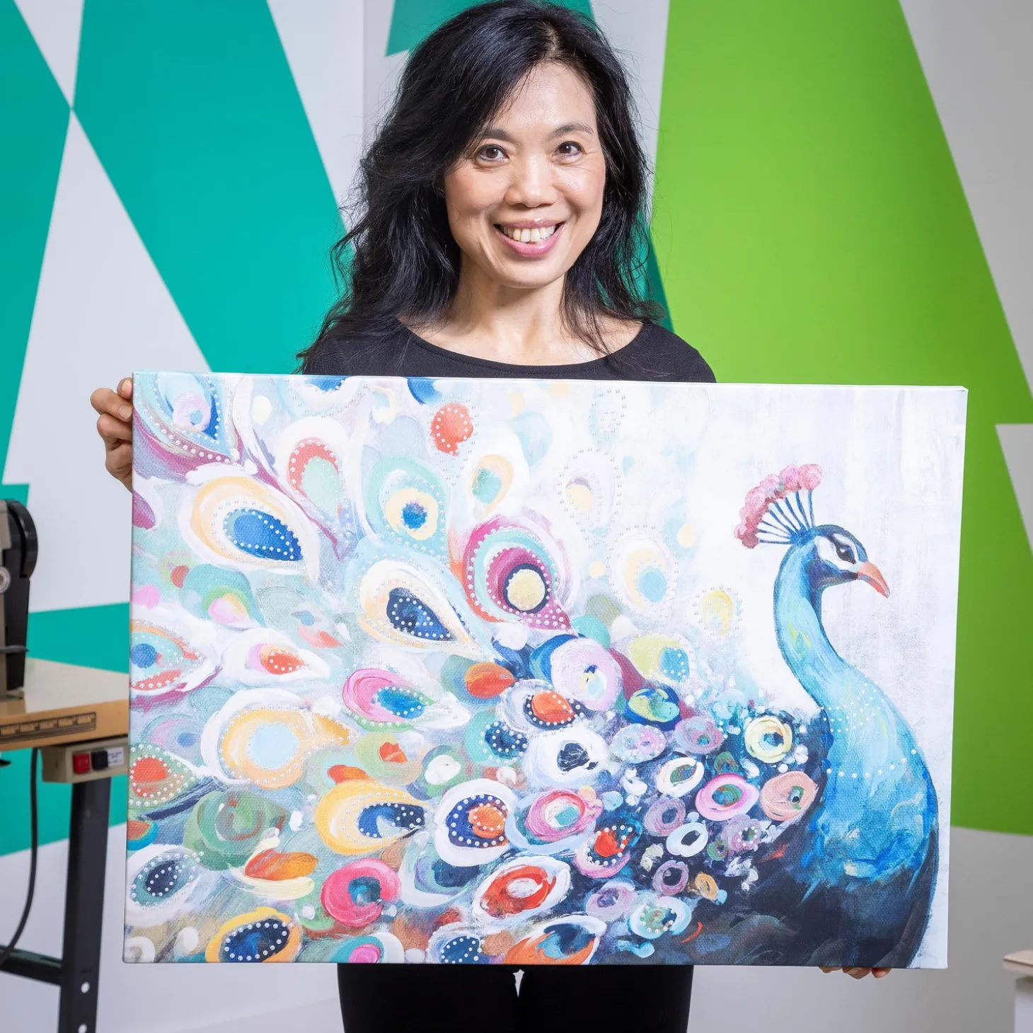 Wall Art>Plow & Hearth Canvas Wall Décor, Peacock, 28" L x 20" H
