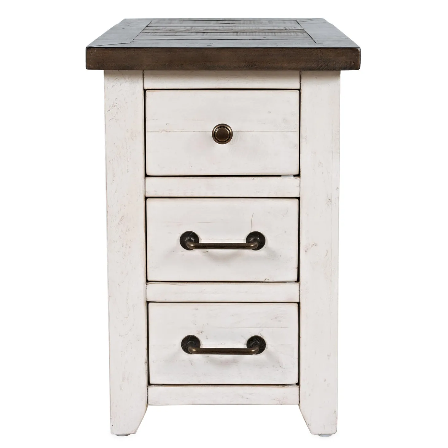 Accent Tables>Plow & Hearth Cape Charles Reclaimed Wood Power Station Side Table with USB Ports White