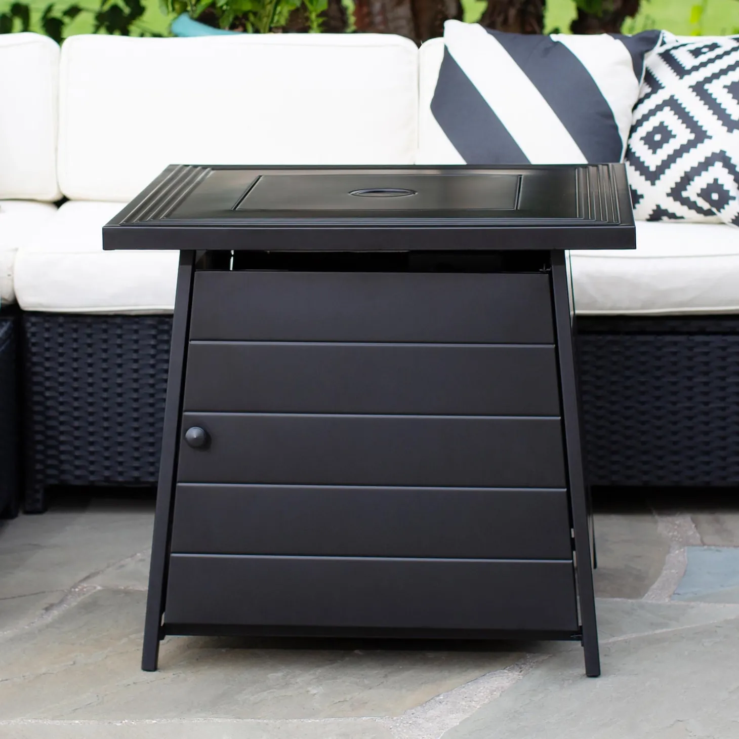 Fire Pits | Fire Pits>Plow & Hearth Cason Outdoor LP Gas Fire Pit with Steel Mantel, 28"