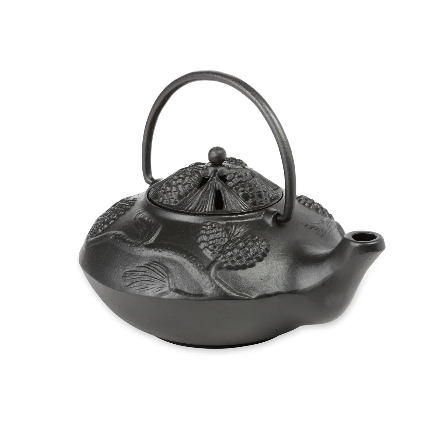 Woodstove Steamers>Plow & Hearth Cast Iron Wood Stove Kettle Steamer with Pine Cone Design Black