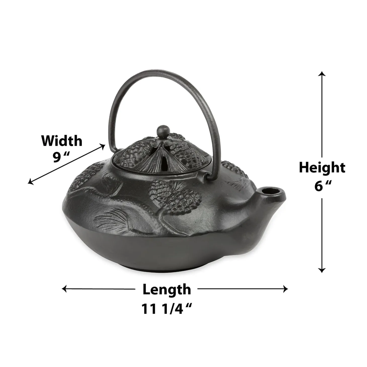 Woodstove Steamers>Plow & Hearth Cast Iron Wood Stove Kettle Steamer with Pine Cone Design Black