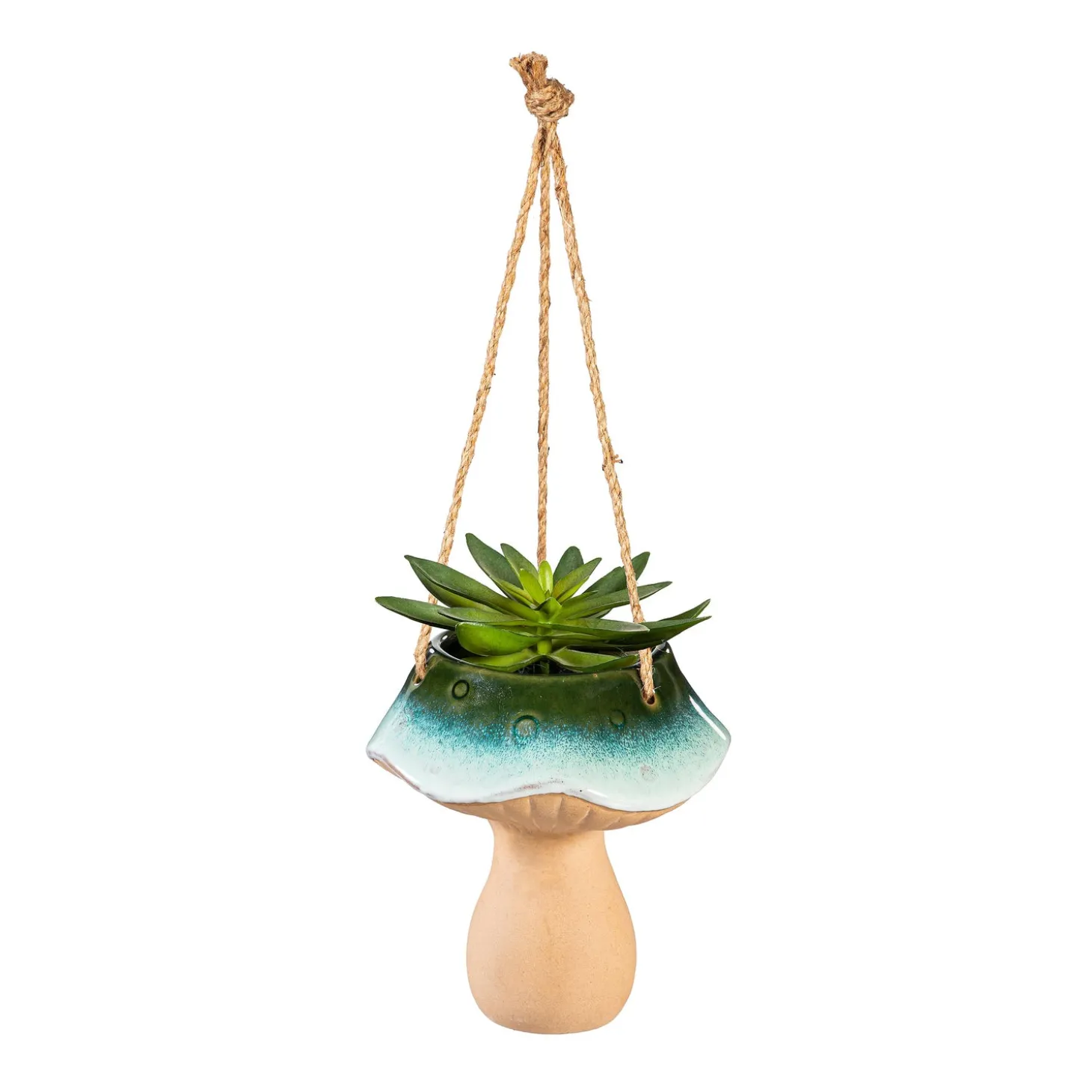 Planters & Plant Stands>Plow & Hearth Ceramic Blue Mushroom Hanging Planter