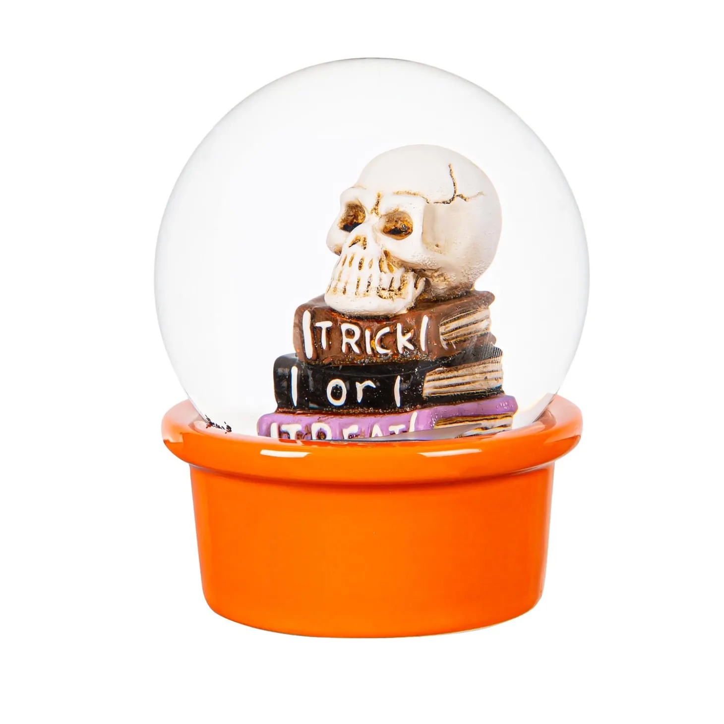 Coffee & Tea Cups>Plow & Hearth Ceramic Cup with Water Globe Topper w/ Gift Box, Trick or Treat Multi