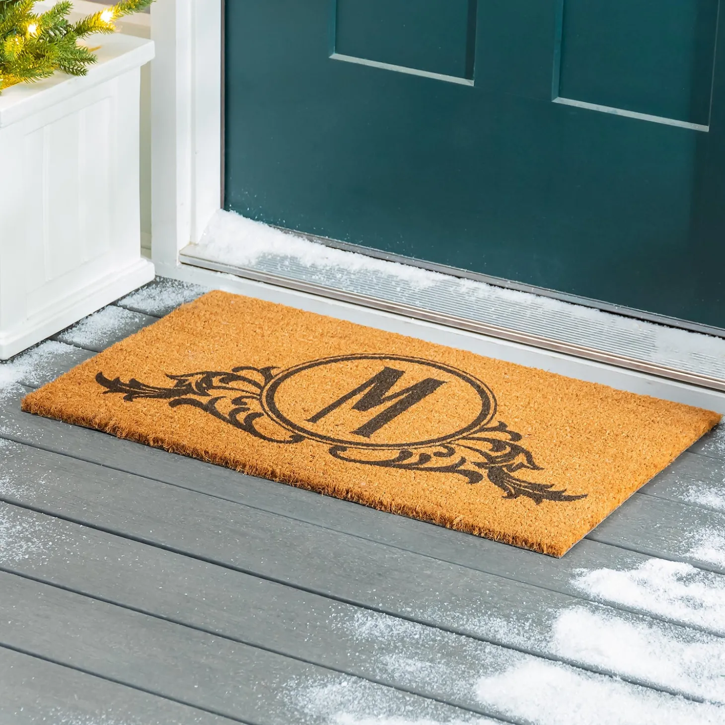 Coir Mats>Plow & Hearth Circle Swirl Monogram Coir Door Mat, 18" x 30"