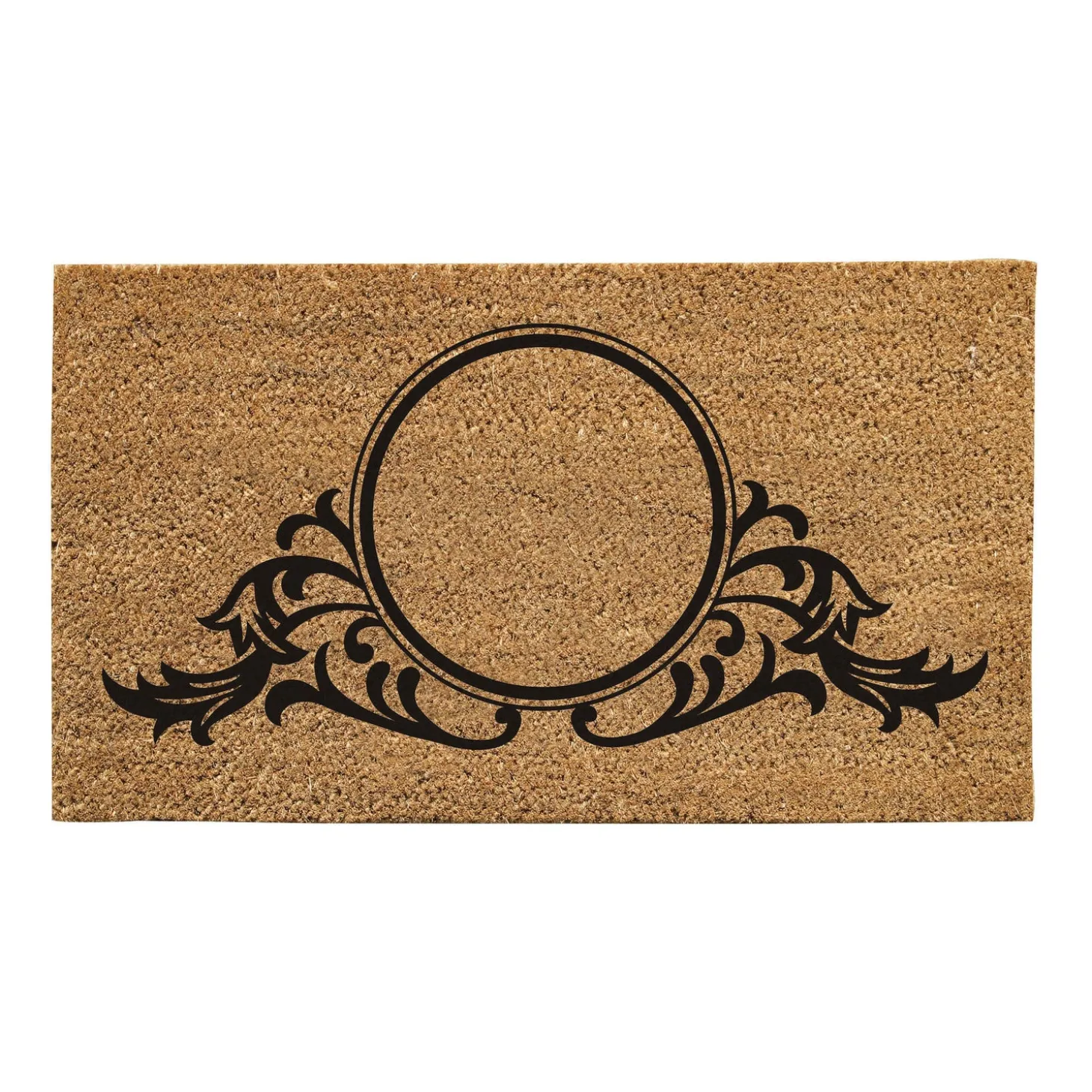 Coir Mats>Plow & Hearth Circle Swirl Monogram Coir Door Mat, 16" x 28"