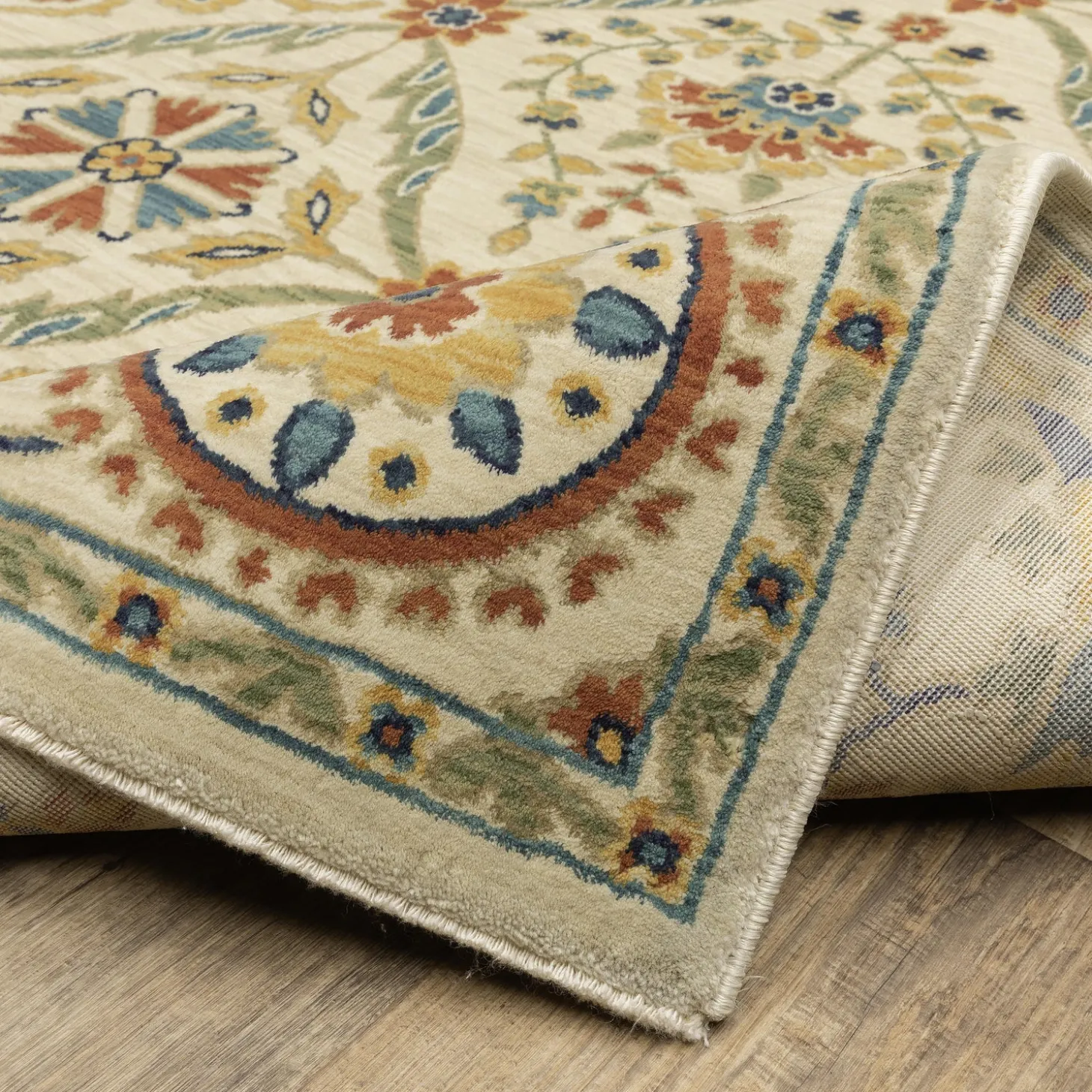 Area Rugs>Plow & Hearth Clover Hill Meadow Polypropylene Rug, 2'3" x 7'6" Runner Ivory/Multi
