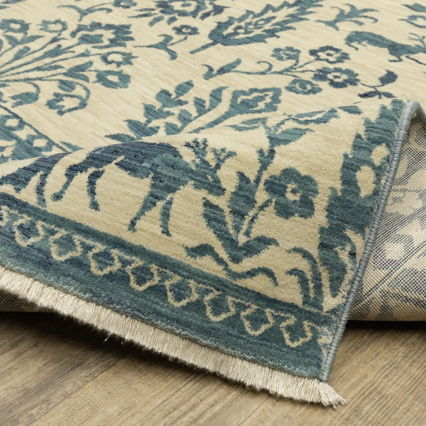 Area Rugs>Plow & Hearth Clover Hill Porcelain Polypropylene Rug, 3'3" x 5' Blue/Ivory
