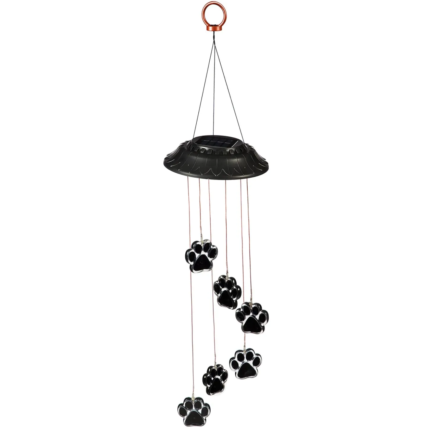 Solar Accents>Plow & Hearth Color Changing Solar Mobile, Paw Print