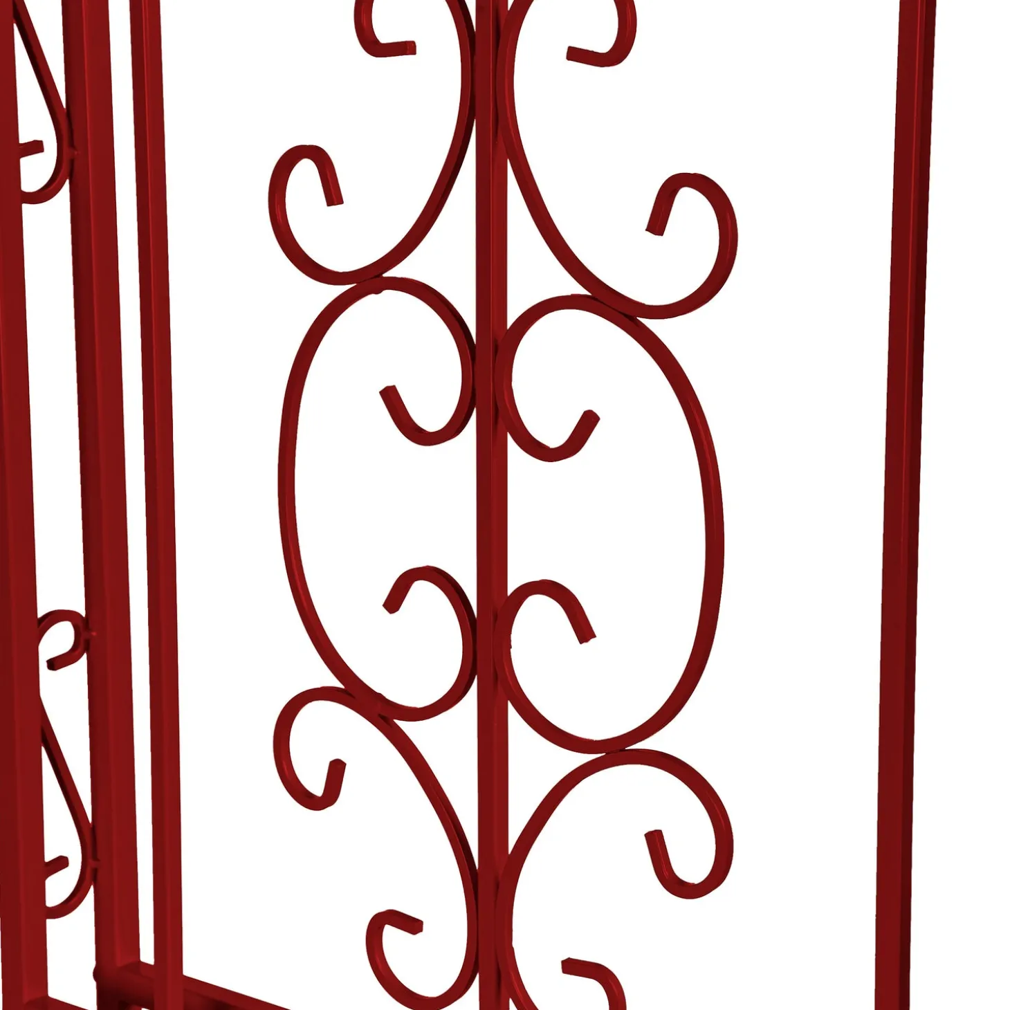 Arbors & Trellises>Plow & Hearth Colored Montebello Scrollwork Metal Garden Arbor, Americana Red