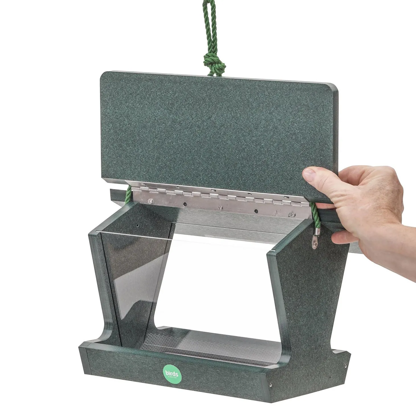 Bird Feeders>Plow & Hearth Colored Recycled Poly-Lumber Hopper-Style Bird Feeder