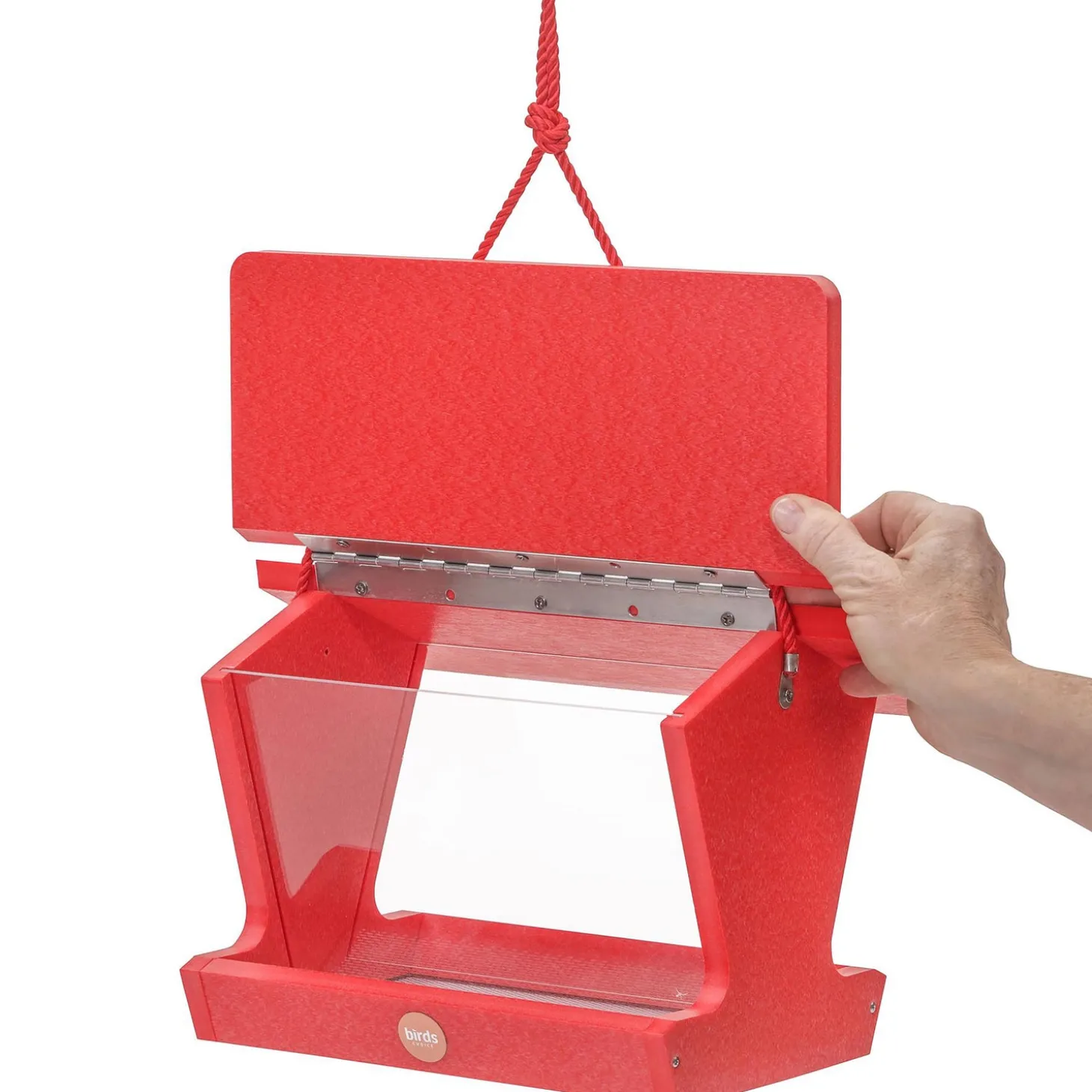 Bird Feeders>Plow & Hearth Colored Recycled Poly-Lumber Hopper-Style Bird Feeder