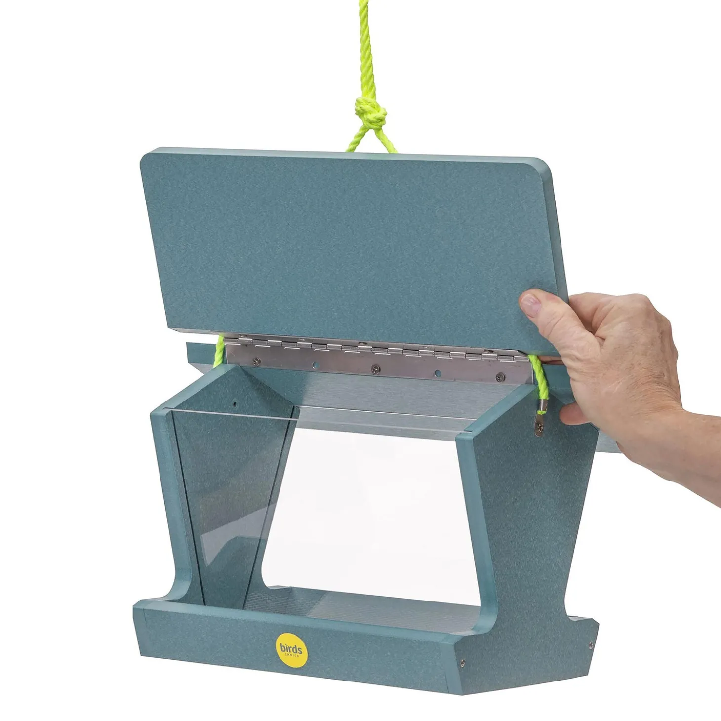 Bird Feeders>Plow & Hearth Colored Recycled Poly-Lumber Hopper-Style Bird Feeder