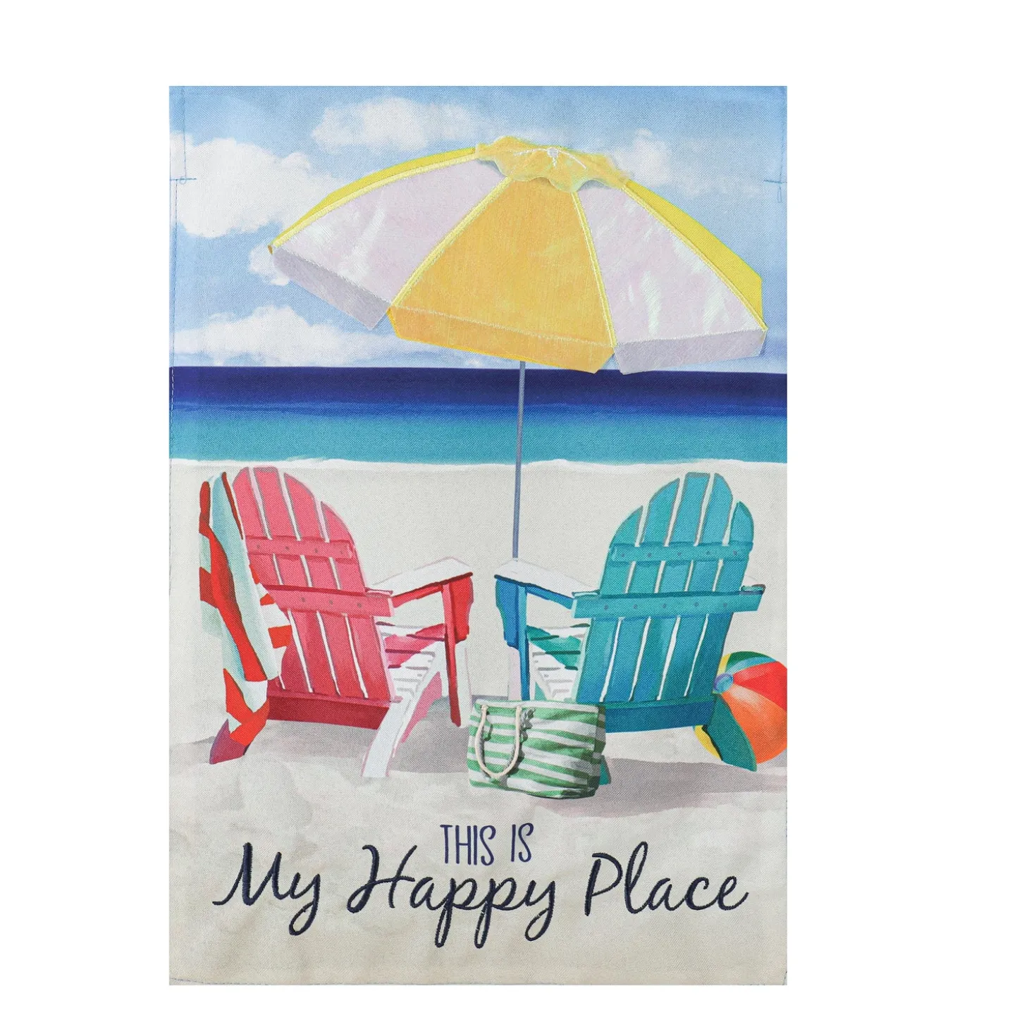 Garden Flags>Plow & Hearth Colorful Chairs Linen Garden Flag