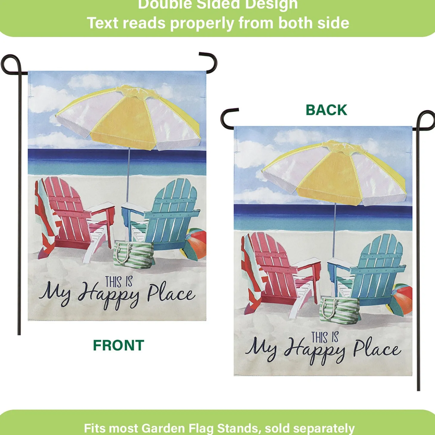 Garden Flags>Plow & Hearth Colorful Chairs Linen Garden Flag