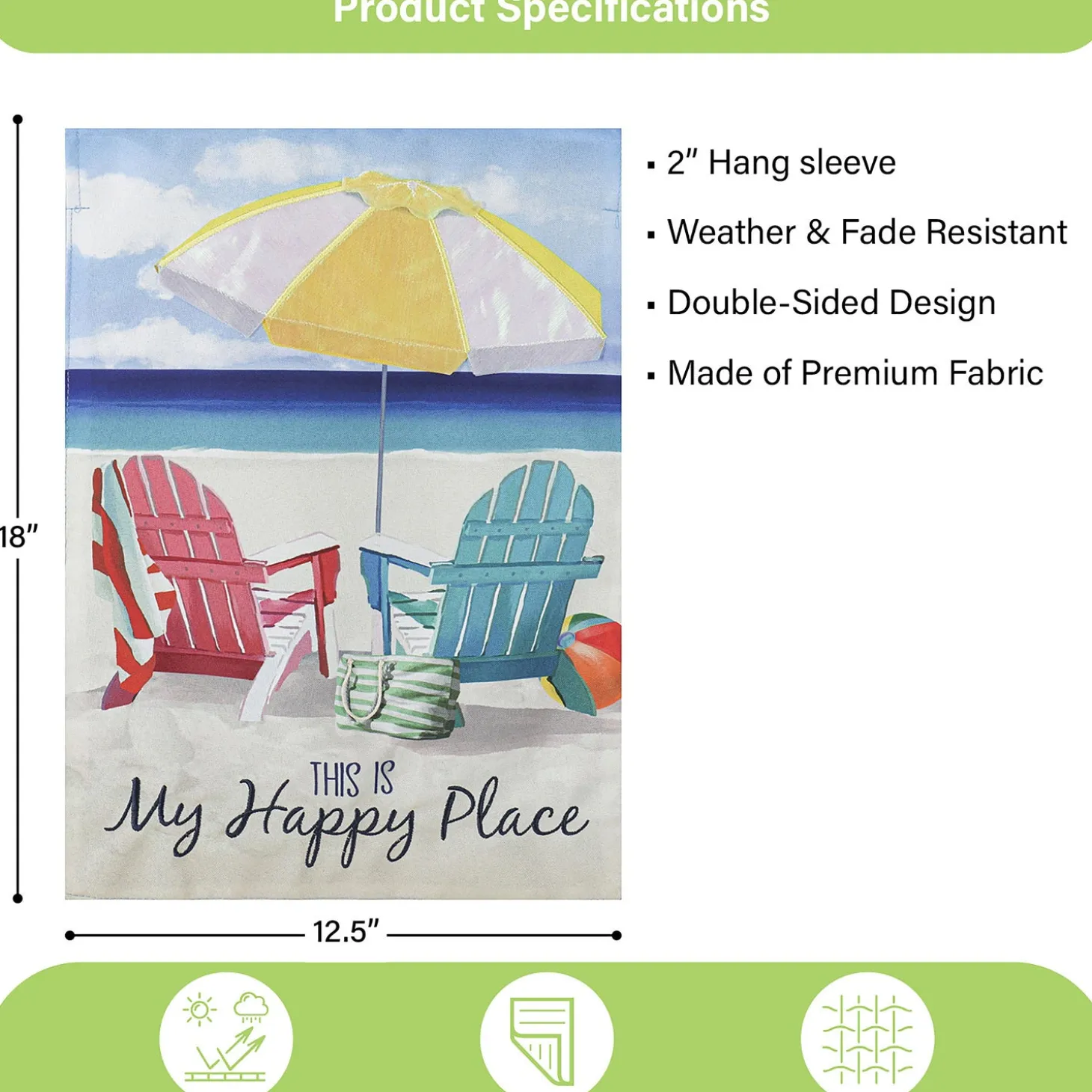 Garden Flags>Plow & Hearth Colorful Chairs Linen Garden Flag