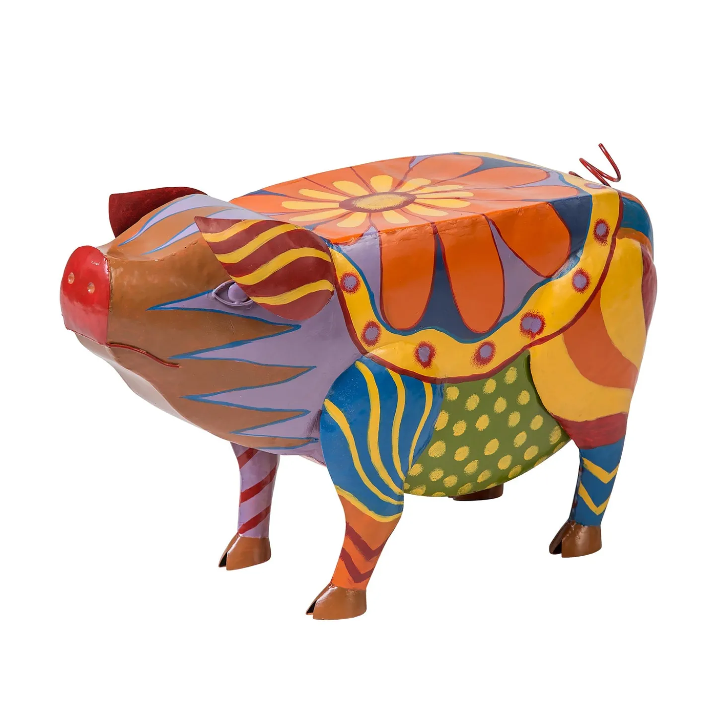 Accent Tables | Outdoor Side Tables>Plow & Hearth Colorful Folk Art Pig Side Table