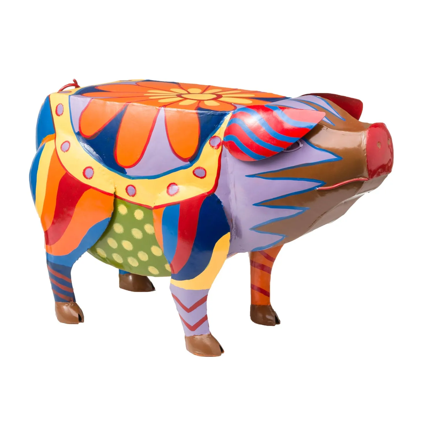 Accent Tables | Outdoor Side Tables>Plow & Hearth Colorful Folk Art Pig Side Table