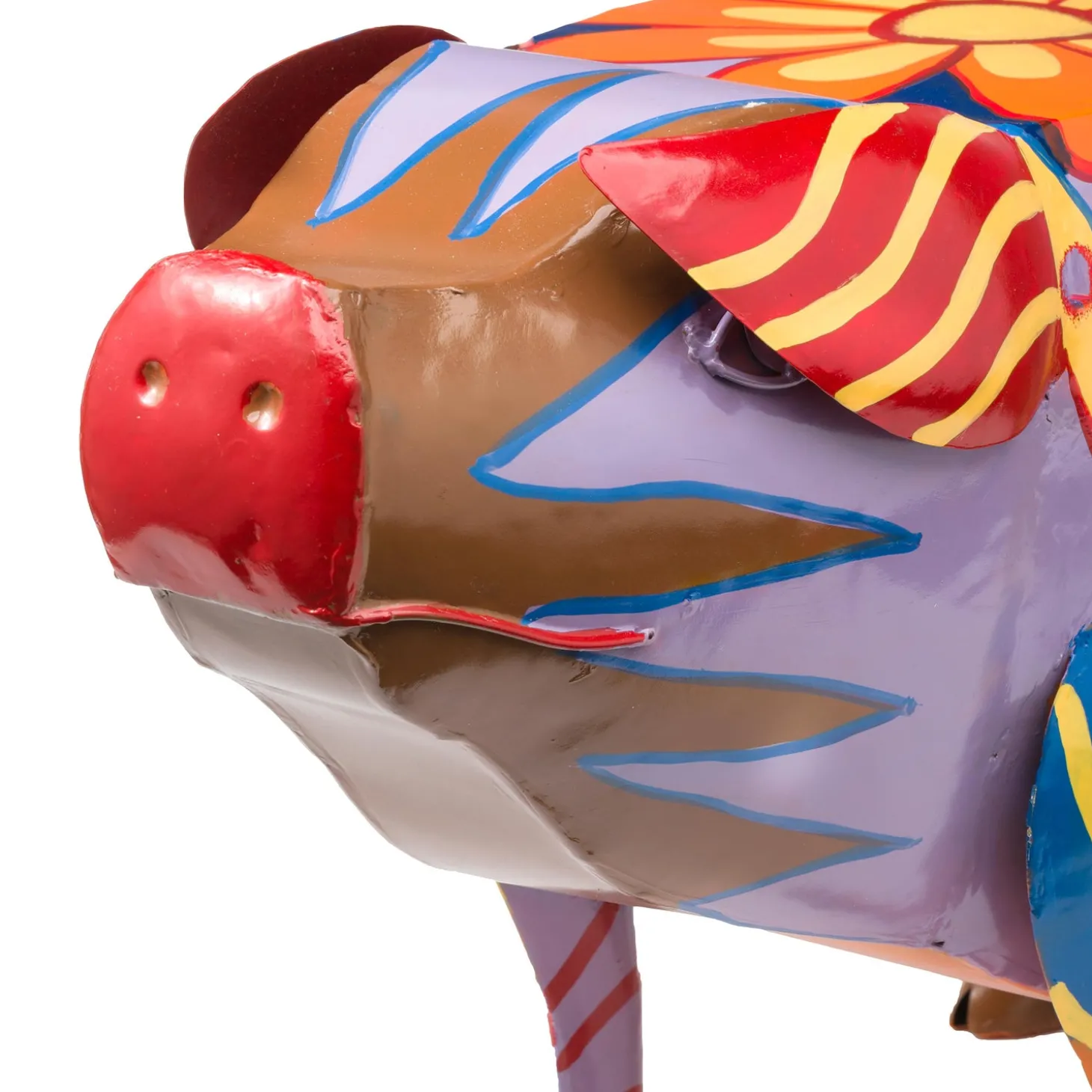 Accent Tables | Outdoor Side Tables>Plow & Hearth Colorful Folk Art Pig Side Table