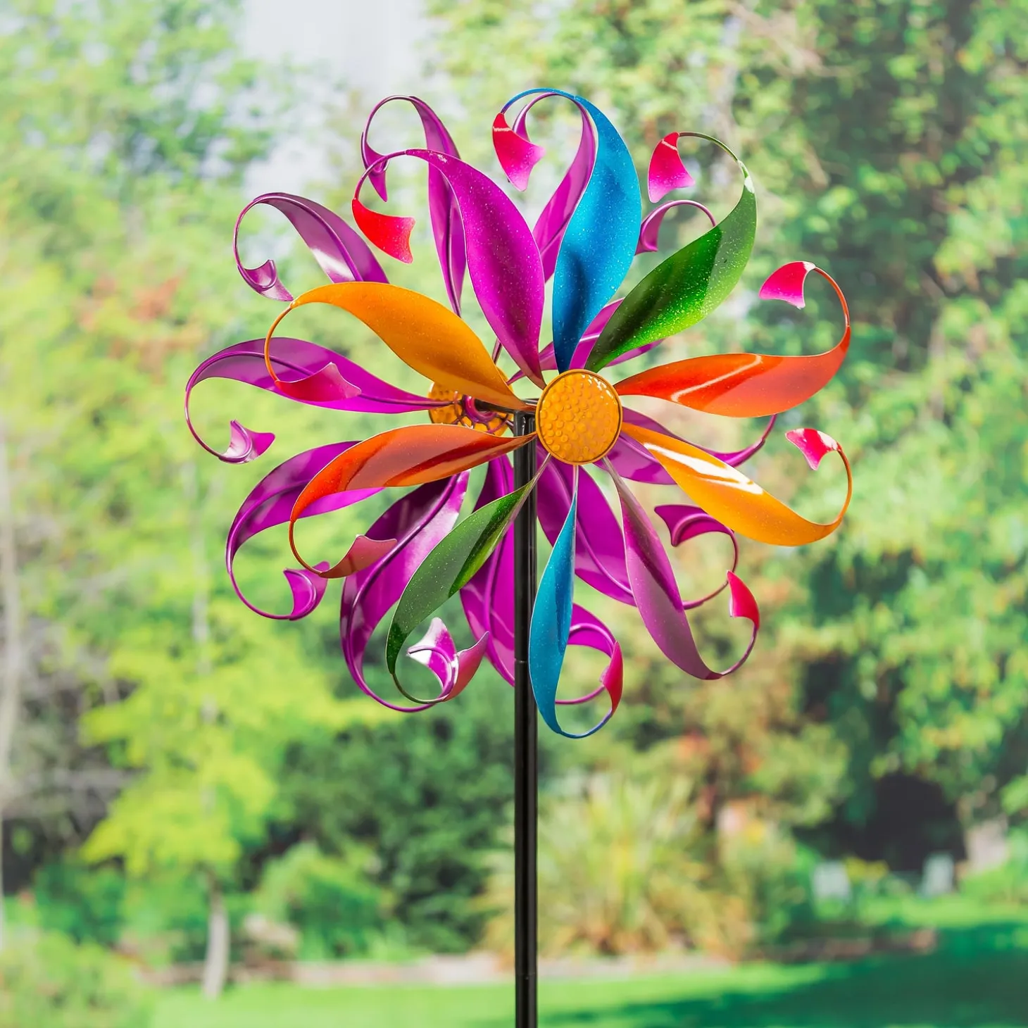 Wind Spinners>Plow & Hearth Colorful Mermaid Tail Metal Wind Spinner Multi