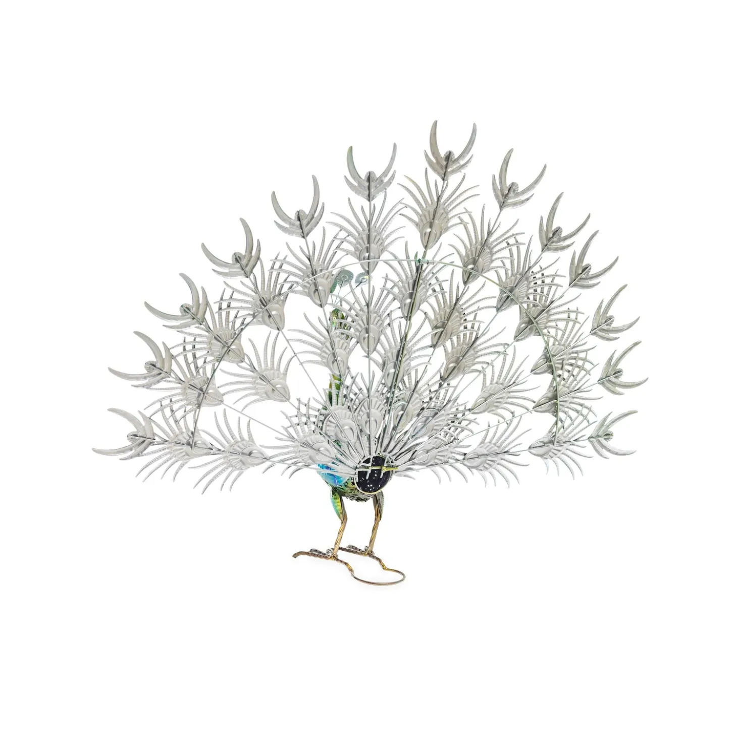 Garden Statues>Plow & Hearth Colorful Metal Indoor/Outdoor Standing Peacock Sculpture