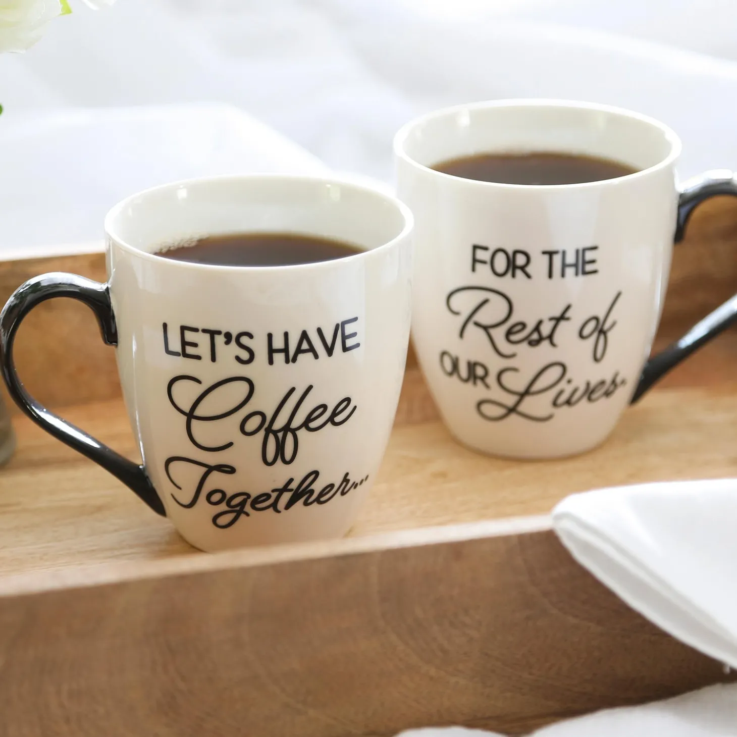 Coffee & Tea Cups>Plow & Hearth Cup O' Java Gift Set, 17 OZ, Let's have Coffee Together for the rest of our lives