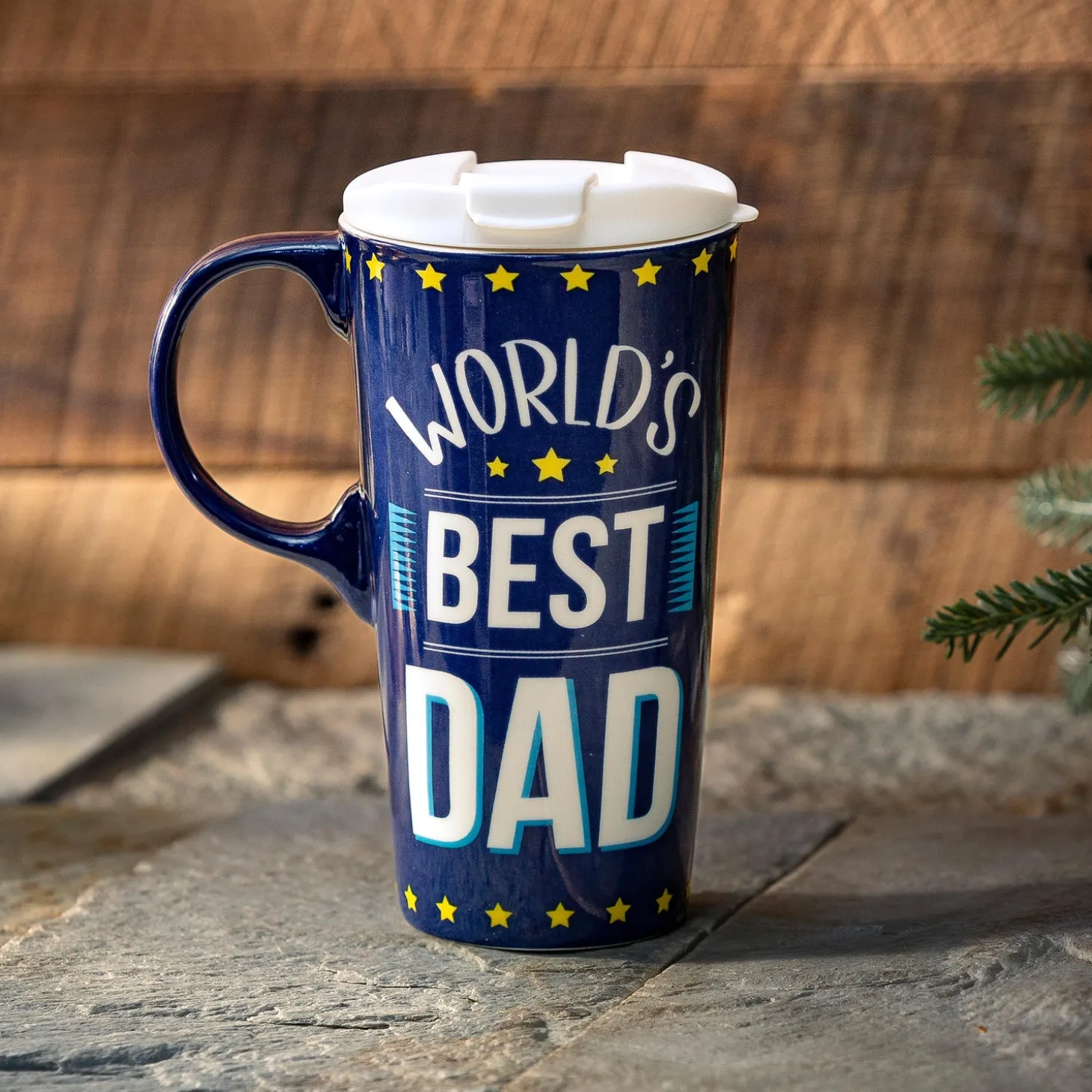 Travel Cups>Plow & Hearth Dad Accolade Ceramic Perfect Cup, 17oz, Gift Box